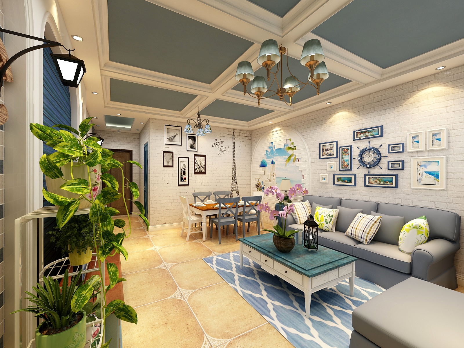 小北巷-03户型地中海-装修设计方案