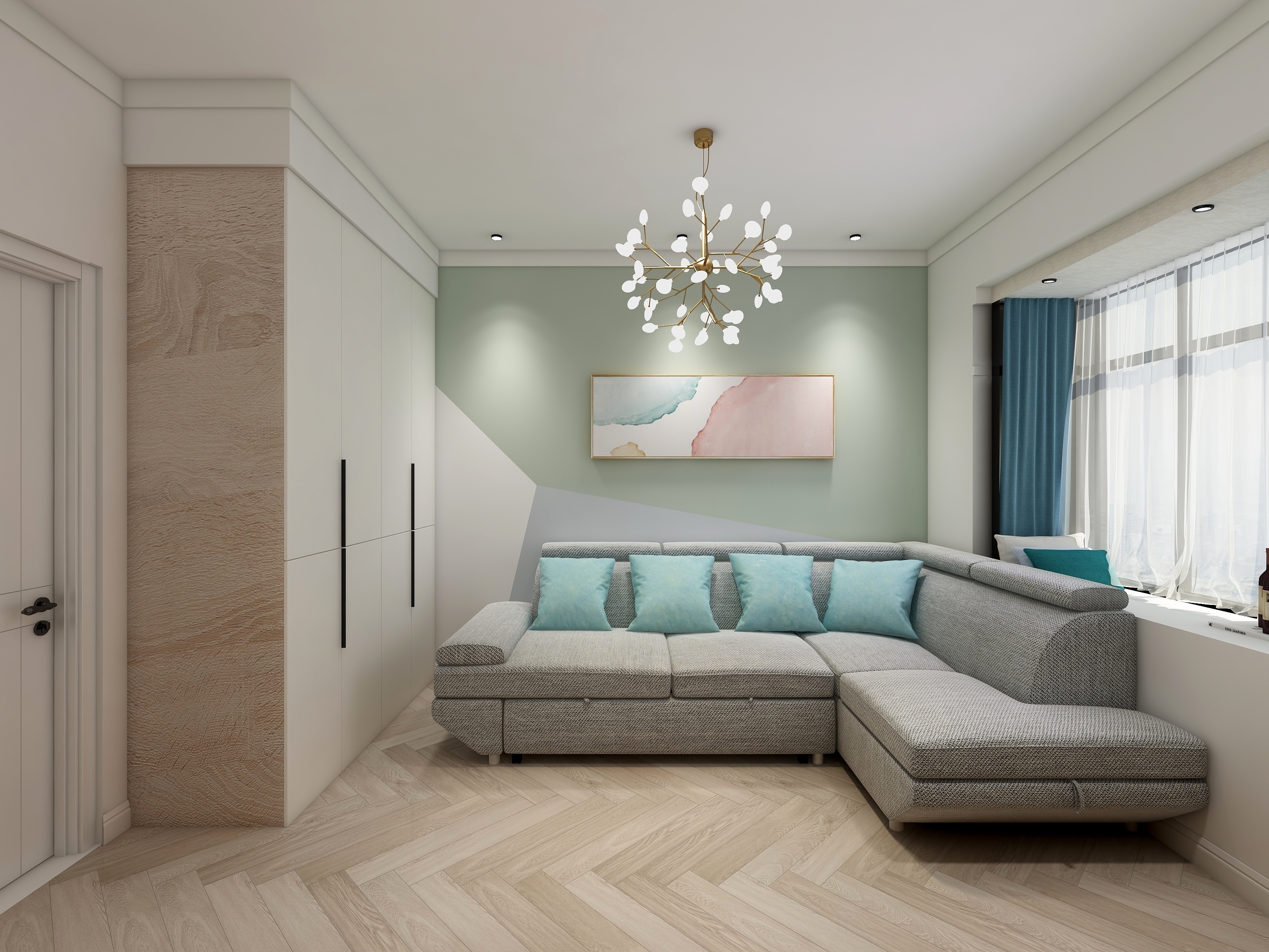 林涵勉-83㎡北欧两居一层卧室装修效果图第1张