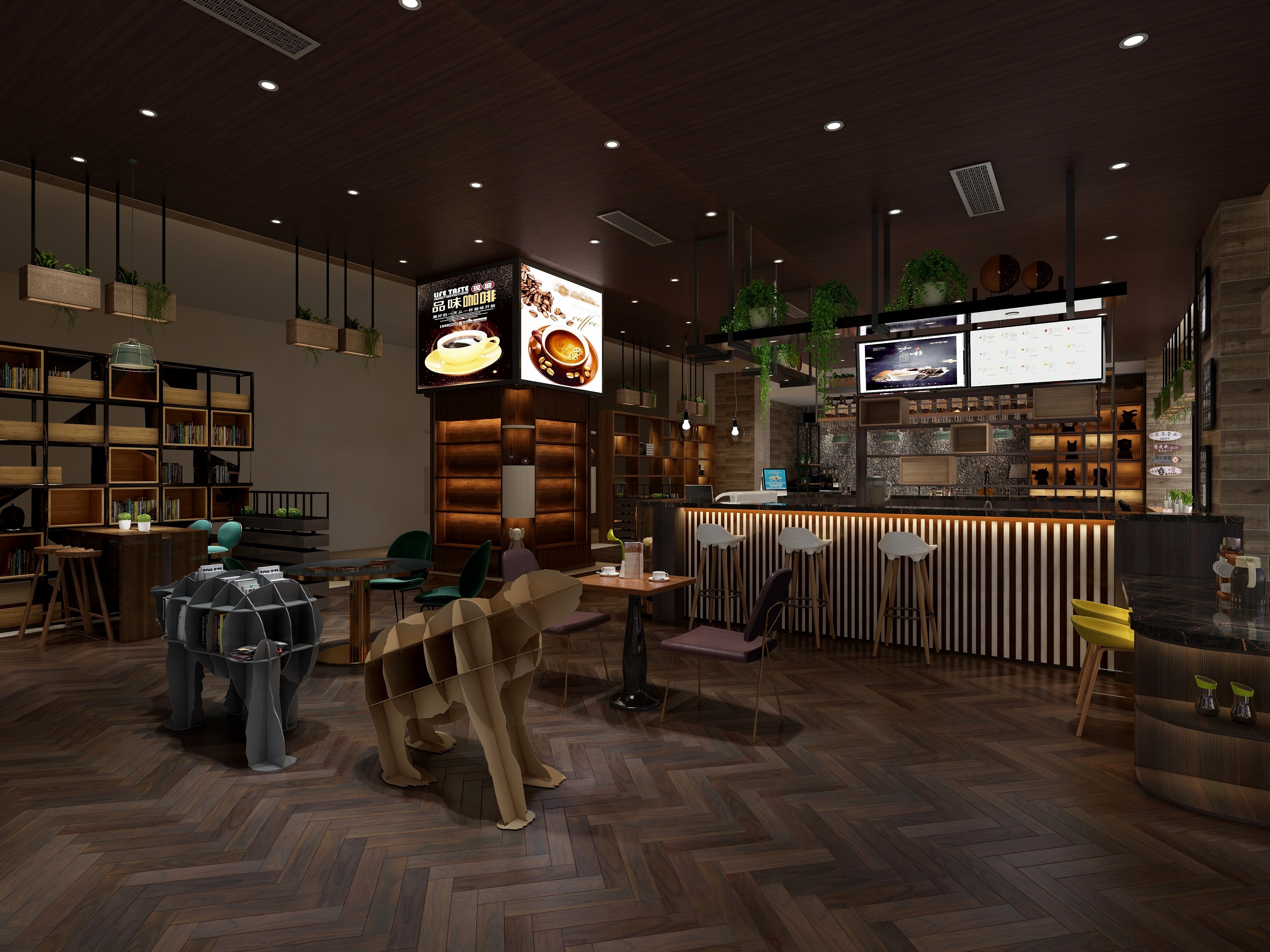 张福梅-上岛咖啡酒吧一层咖啡吧装修效果图第2张