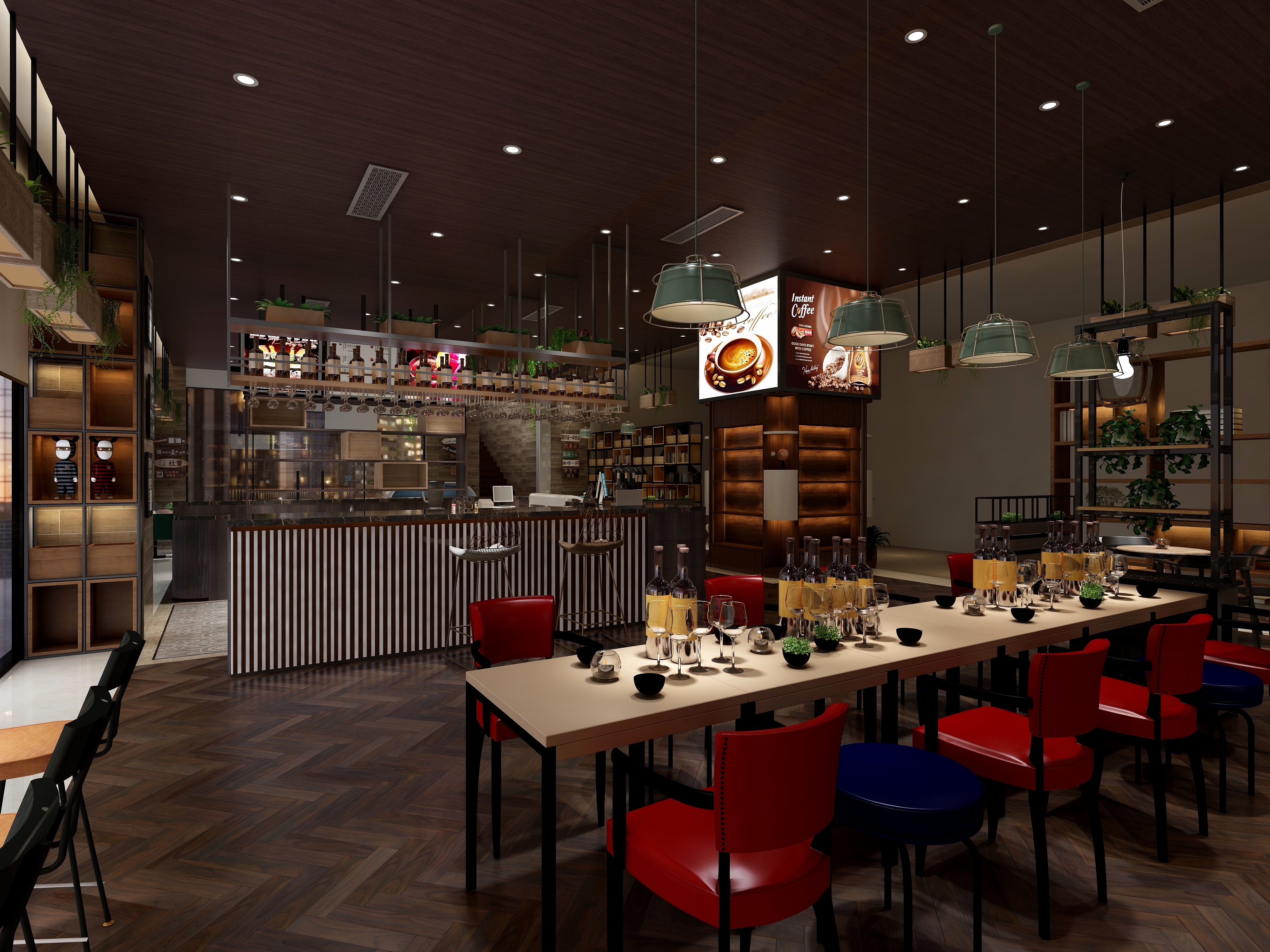 张福梅-上岛咖啡酒吧一层咖啡吧装修效果图第1张
