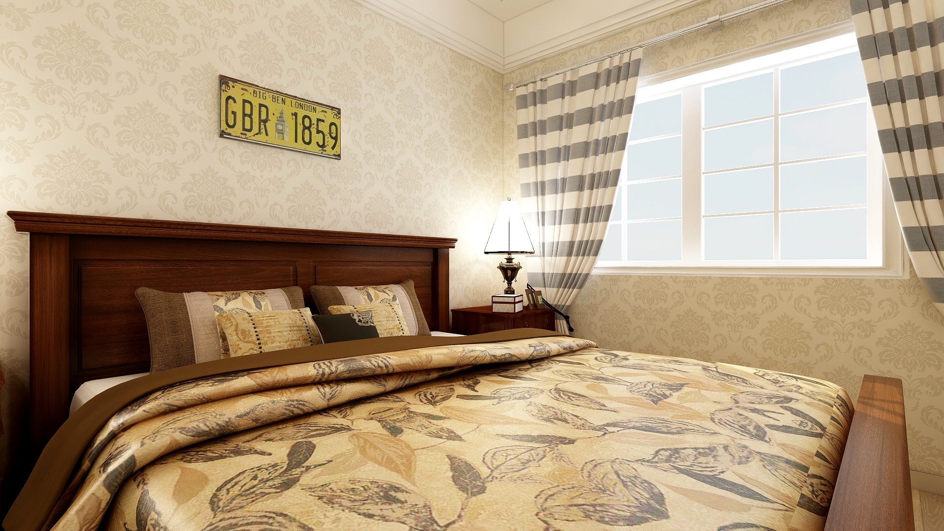 吉林长春侯崇利-89㎡美式两居一层主卧装修效果图第2张