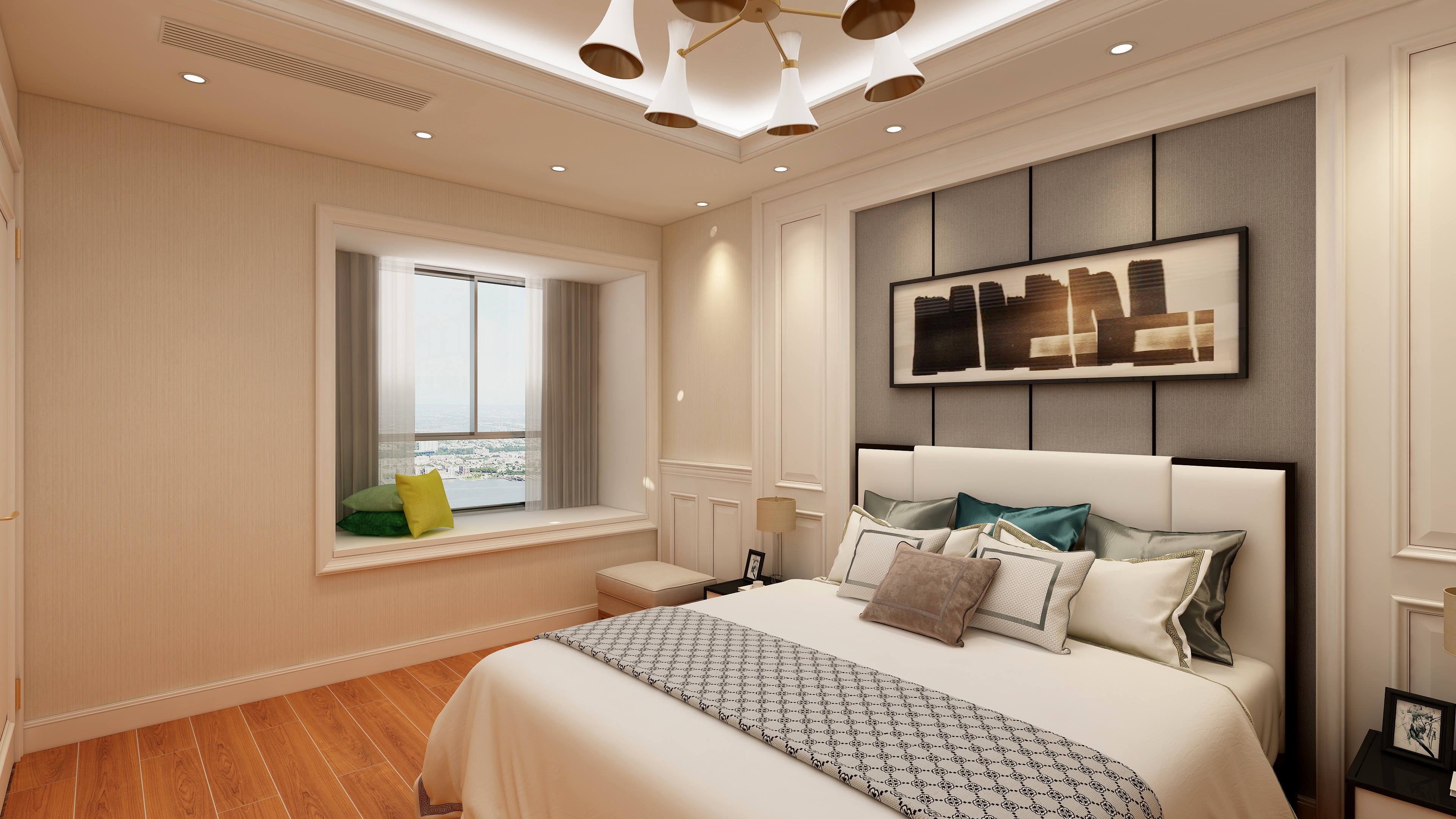 海口TATA木门-变幻-新中式三居一层次卧3装修效果图第1张