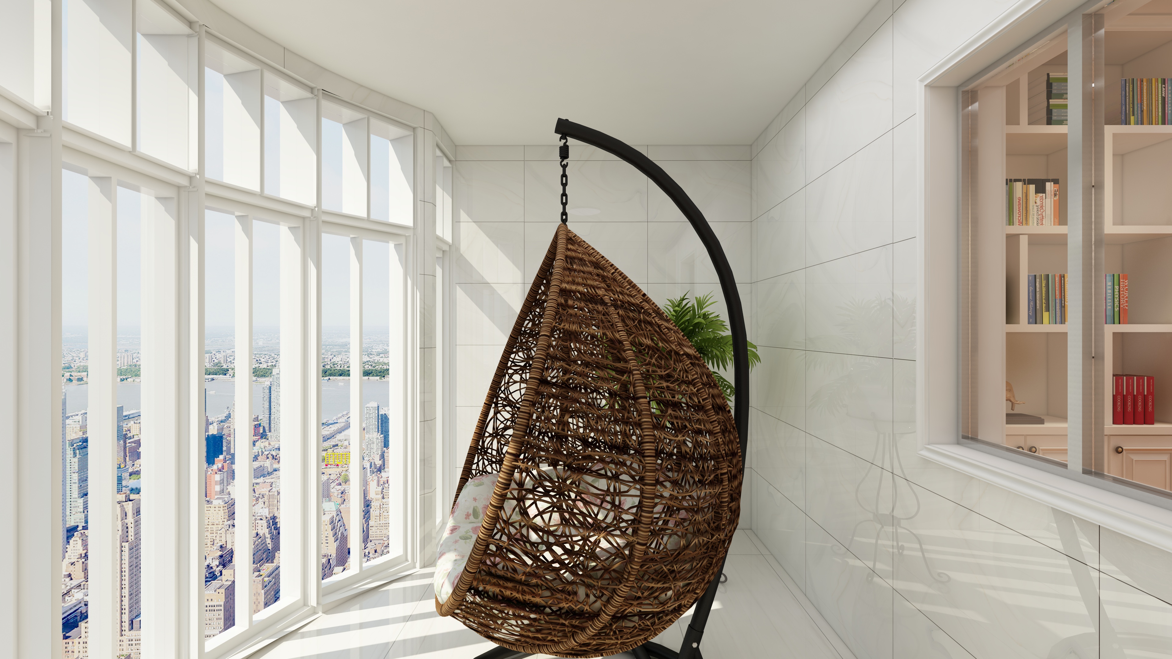 海口TATA木门-变幻-新中式三居一层次卧1阳台装修效果图第1张