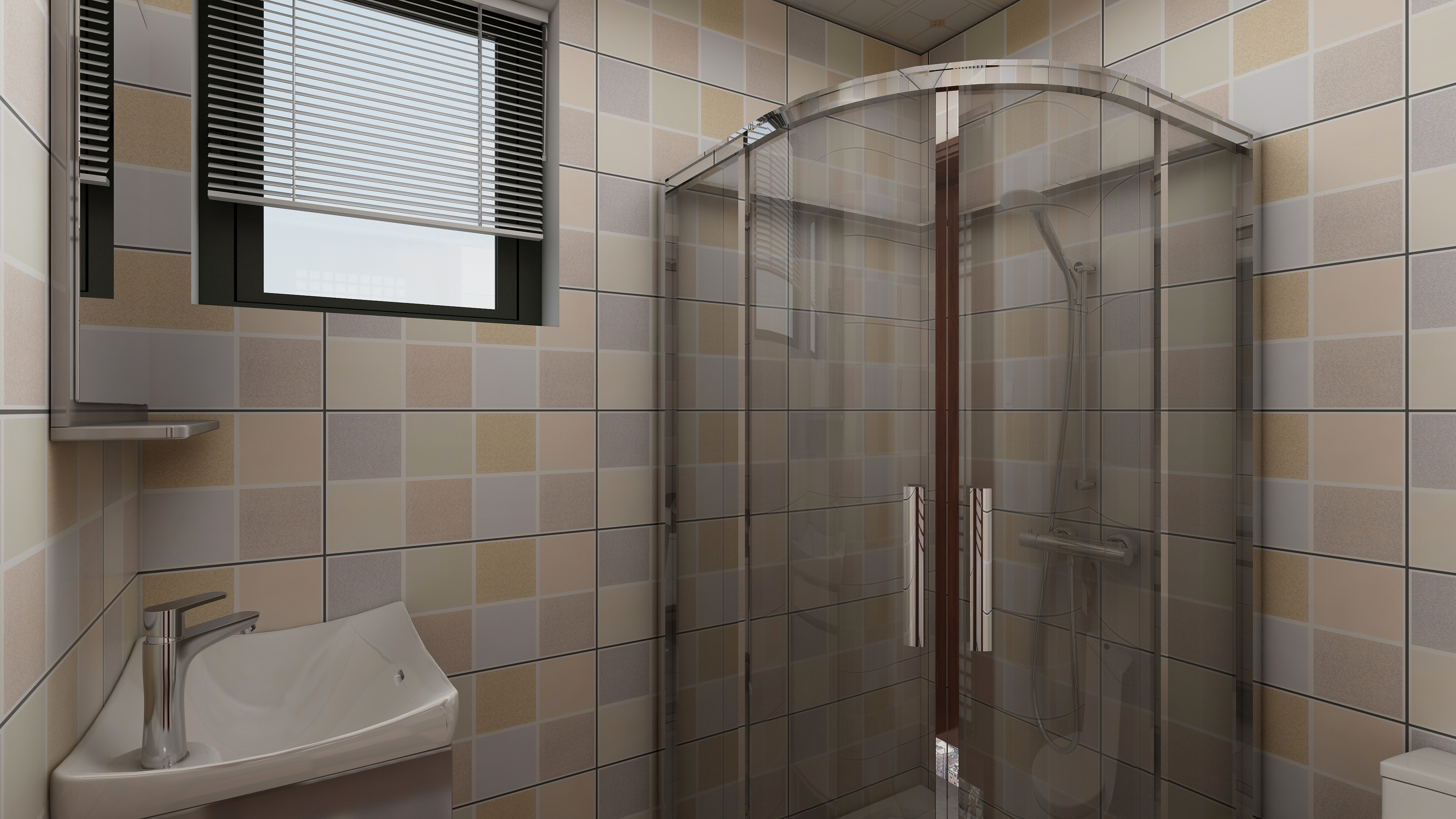 海口TATA木门-变幻-新中式三居一层客卫装修效果图第1张