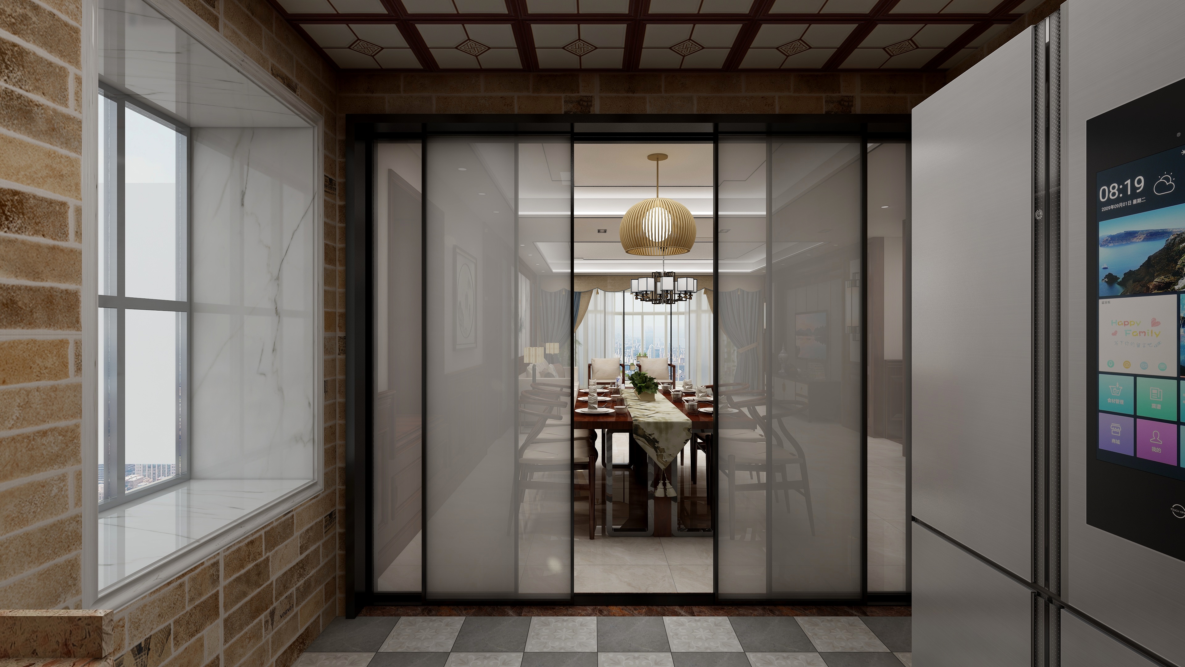 海口TATA木门-变幻-新中式三居装修效果图