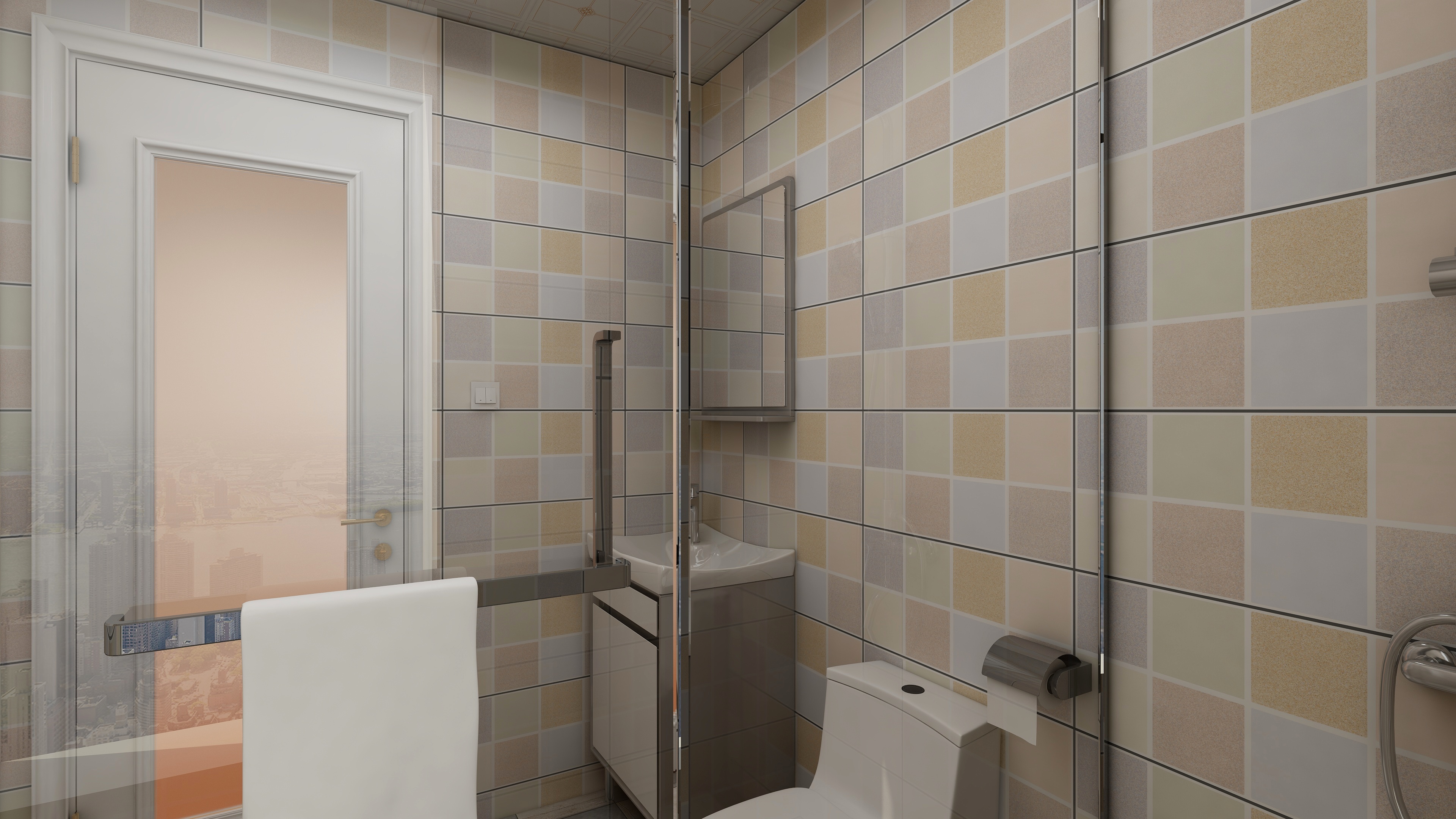 海口TATA木门-变幻-新中式三居一层主卫装修效果图第1张