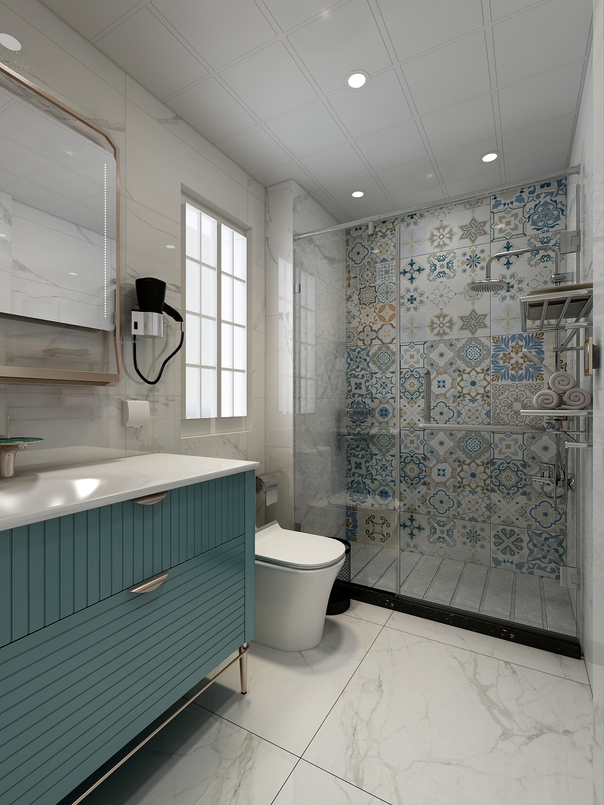 林涵勉-83㎡北欧两居一层卫生间装修效果图第1张