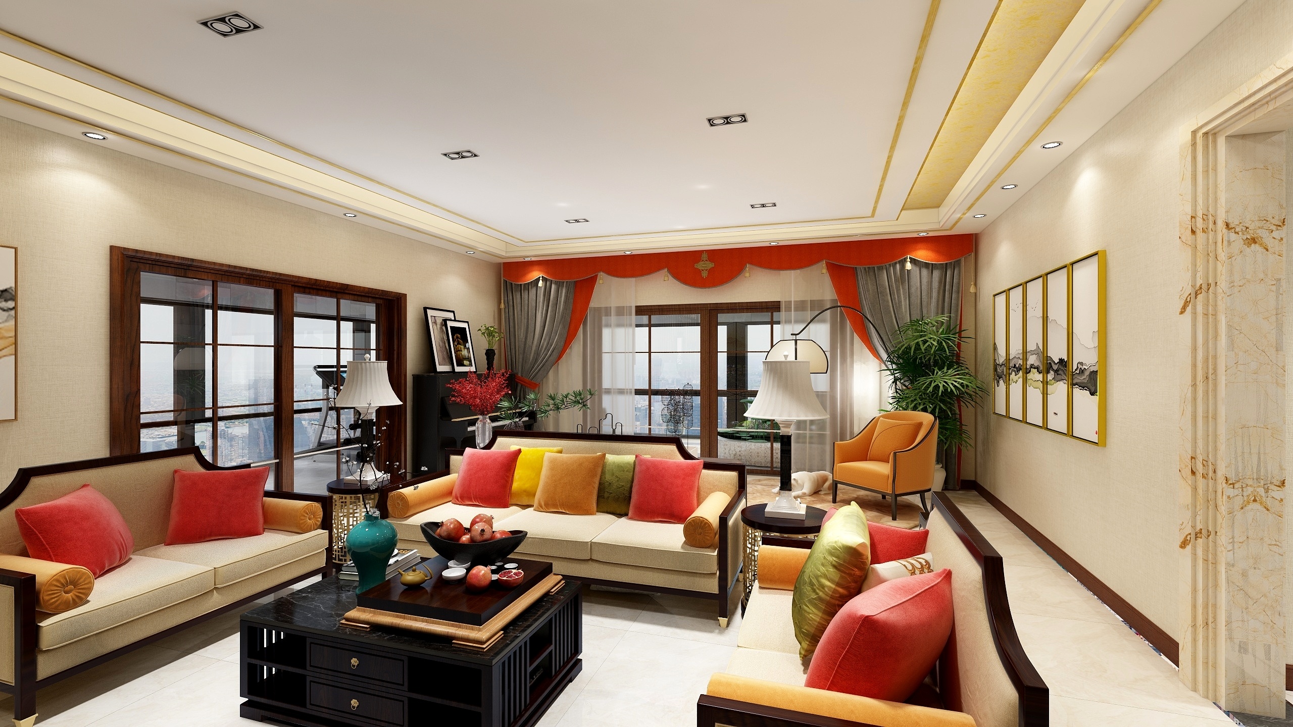 沐亭王-D2平面布置图改后-红色-装修设计方案