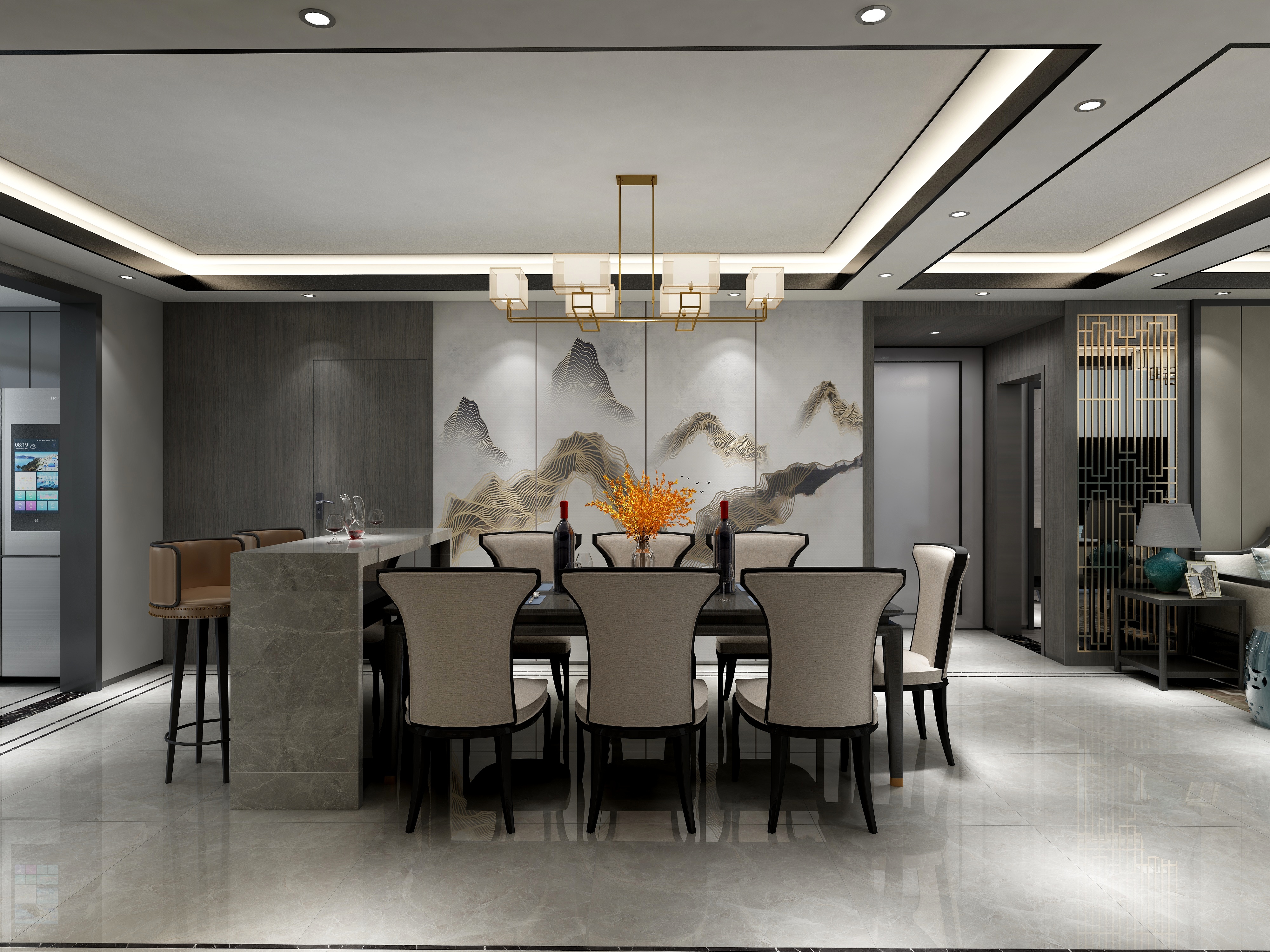 李青越-137㎡新中式三居一层未命名装修效果图第4张