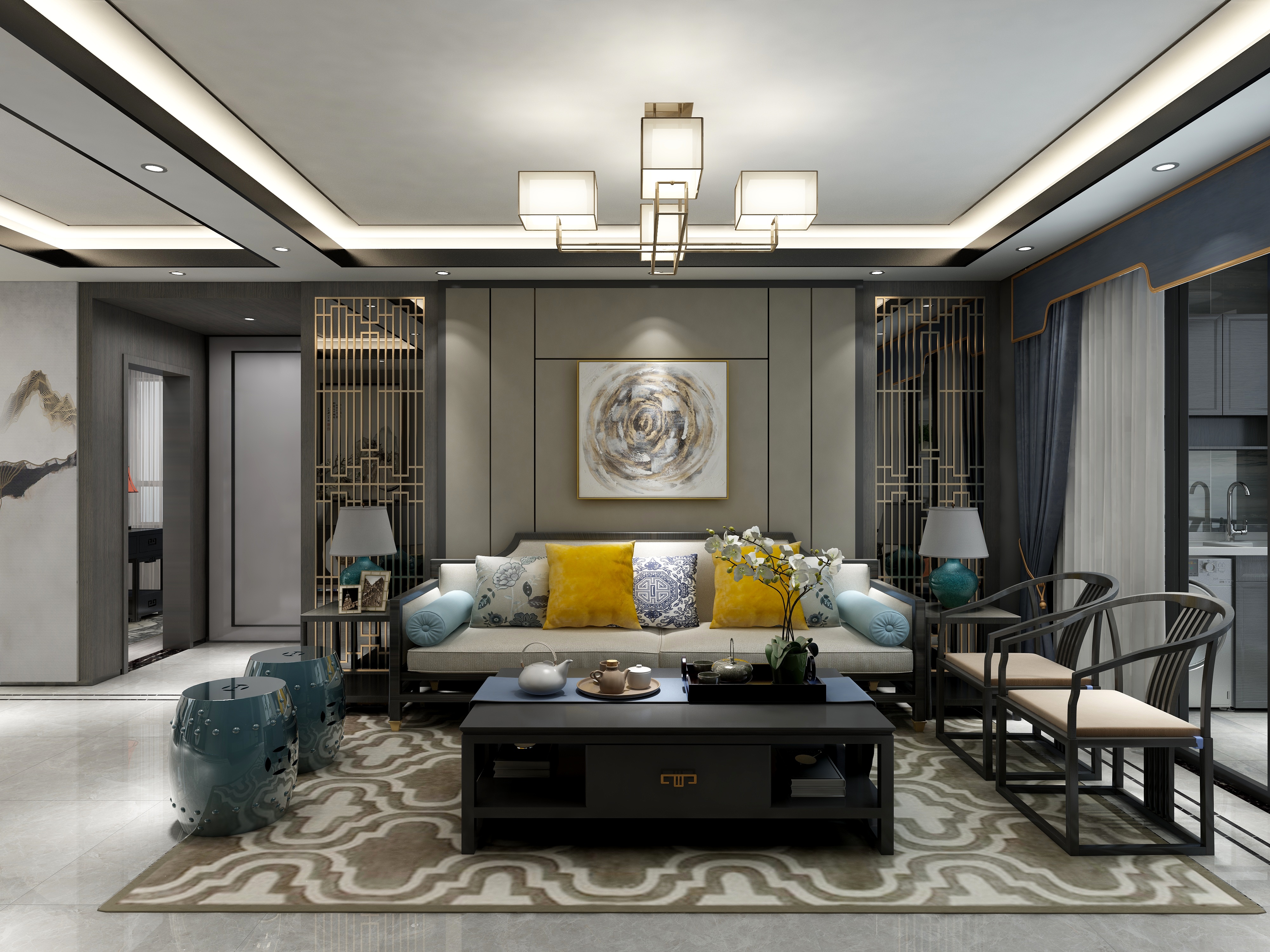 李青越-137㎡新中式三居装修效果图