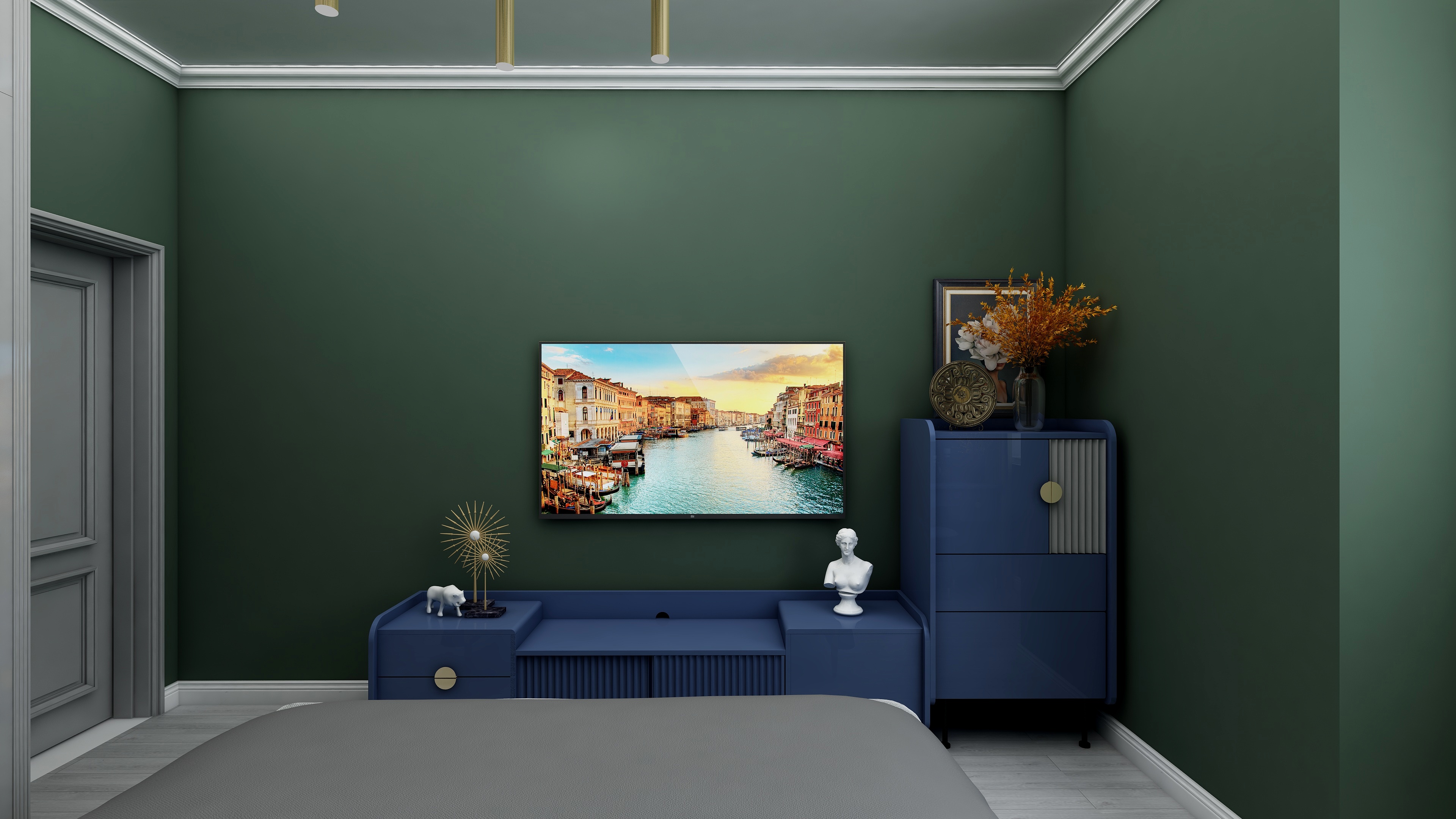 156****1187XOTe-111㎡复古混搭三居一层主卧装修效果图第3张