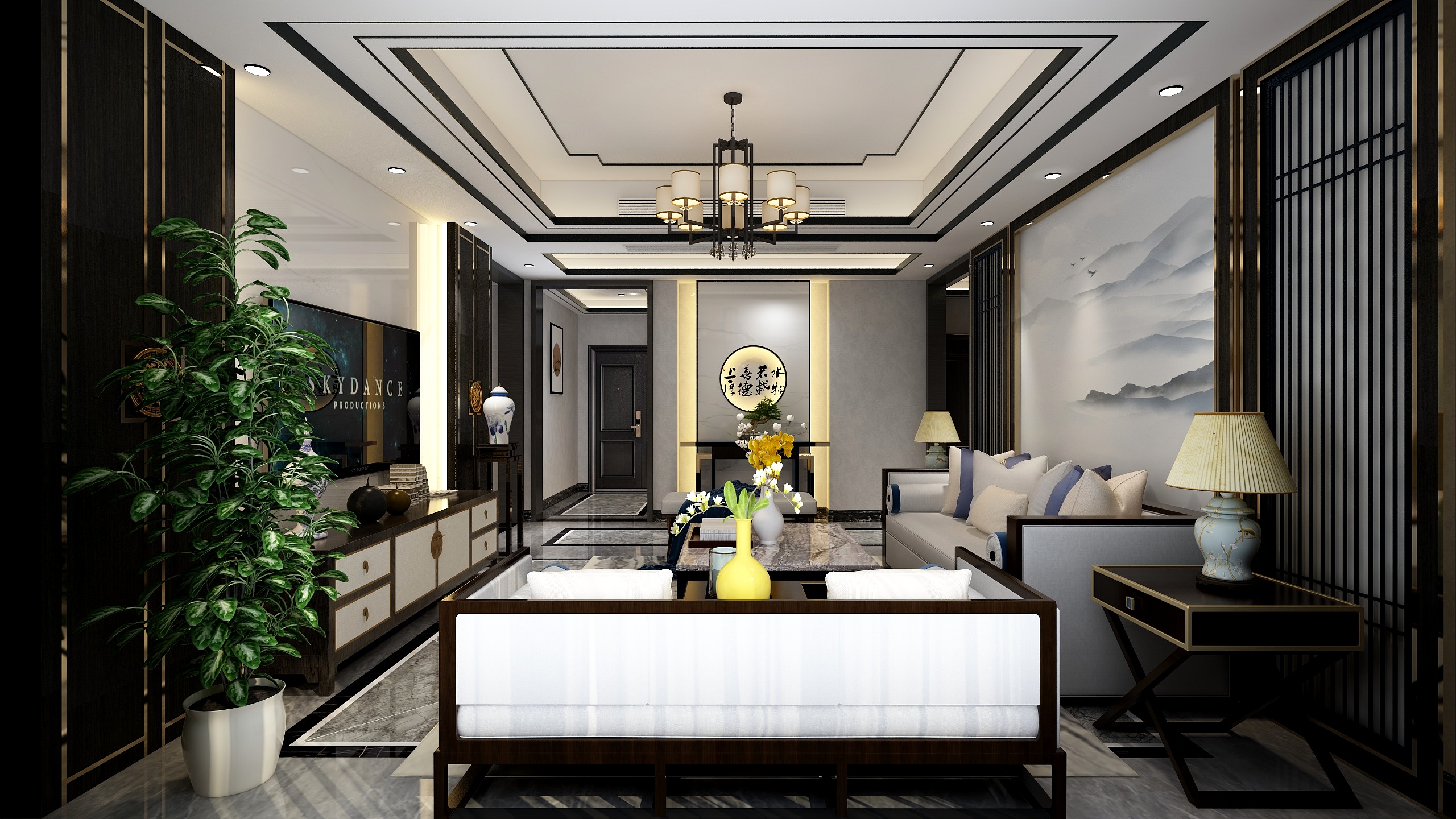 石文科空间设计-丽水·新湖天润阁160㎡叶先生新中式-装修设计方案