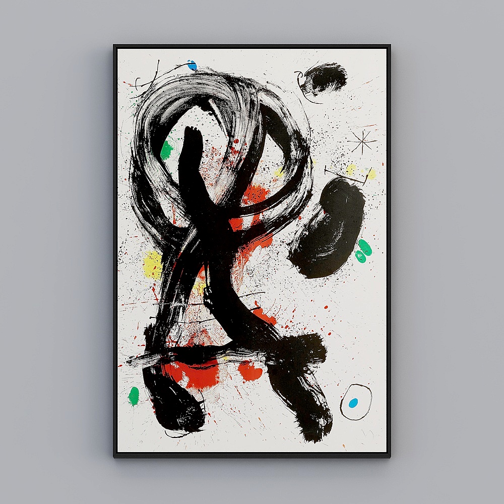 起贝现代工业风酒吧单幅竖款黑色框抽象83x123cm线条装饰画wrgz-x-10