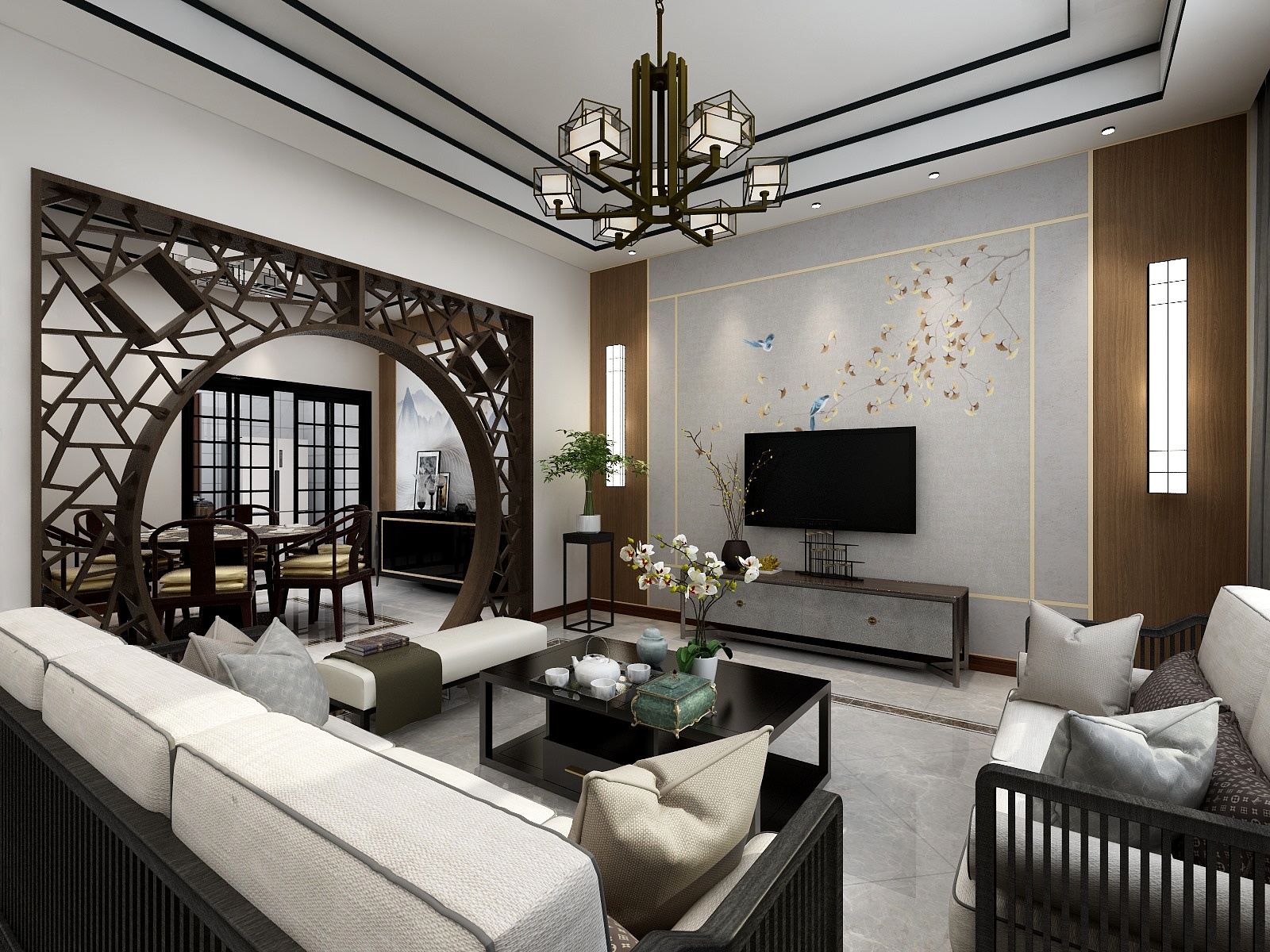 张卓青-高碑店自建房一层新中式-张卓青-装修设计方案