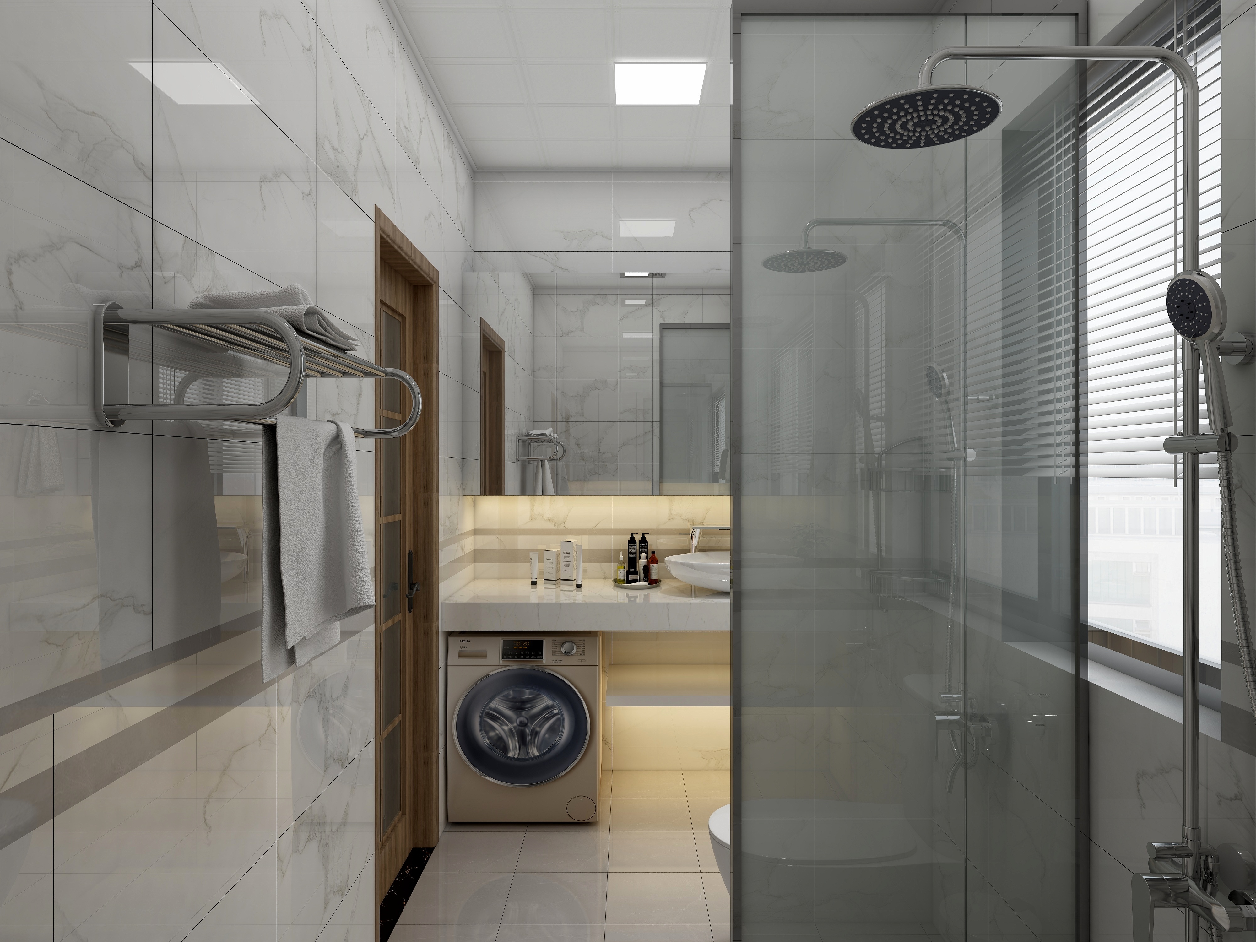 李振洋-现代轻中式-原木色的碰撞一层主卫装修效果图第2张