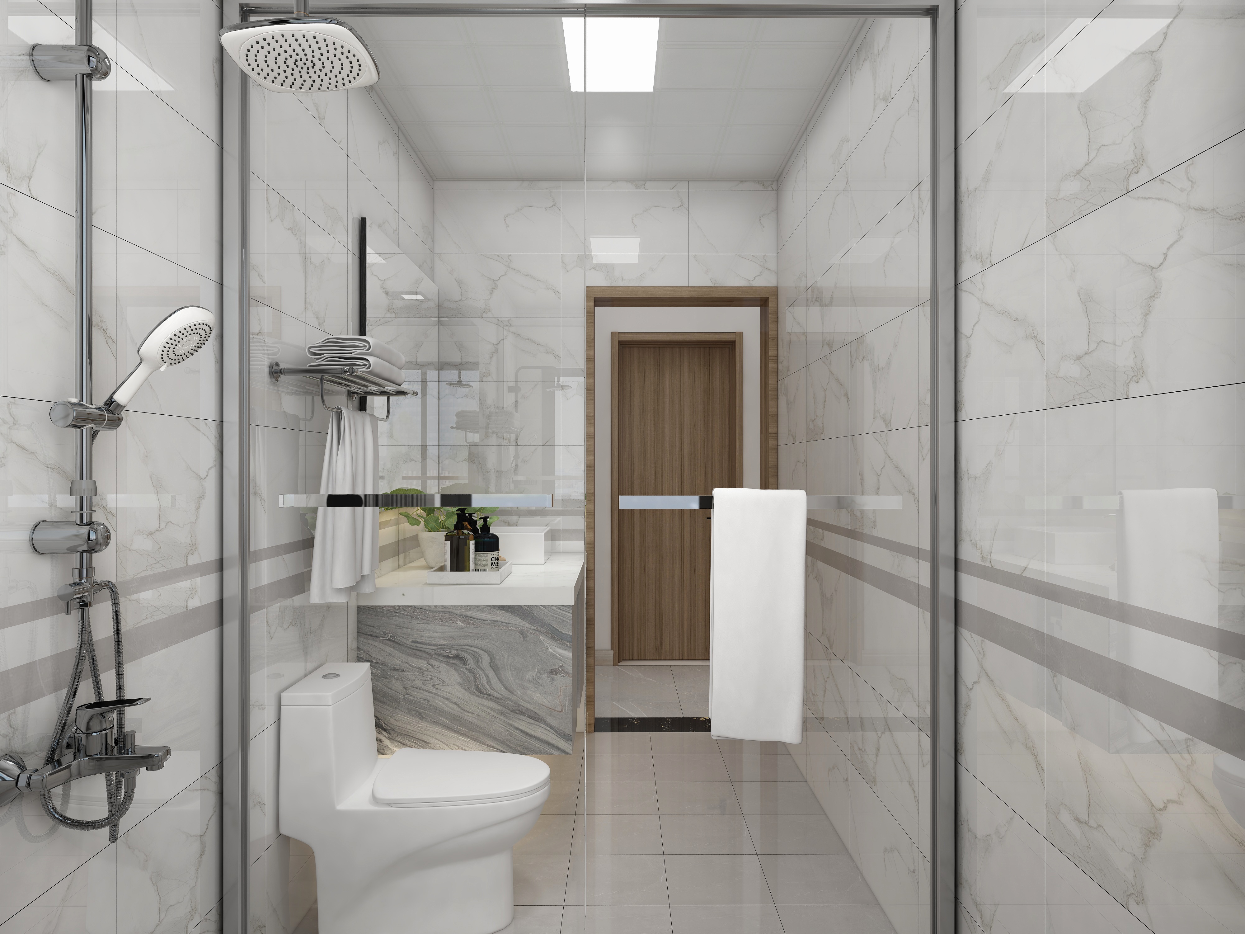 李振洋-现代轻中式-原木色的碰撞一层客卫装修效果图第1张