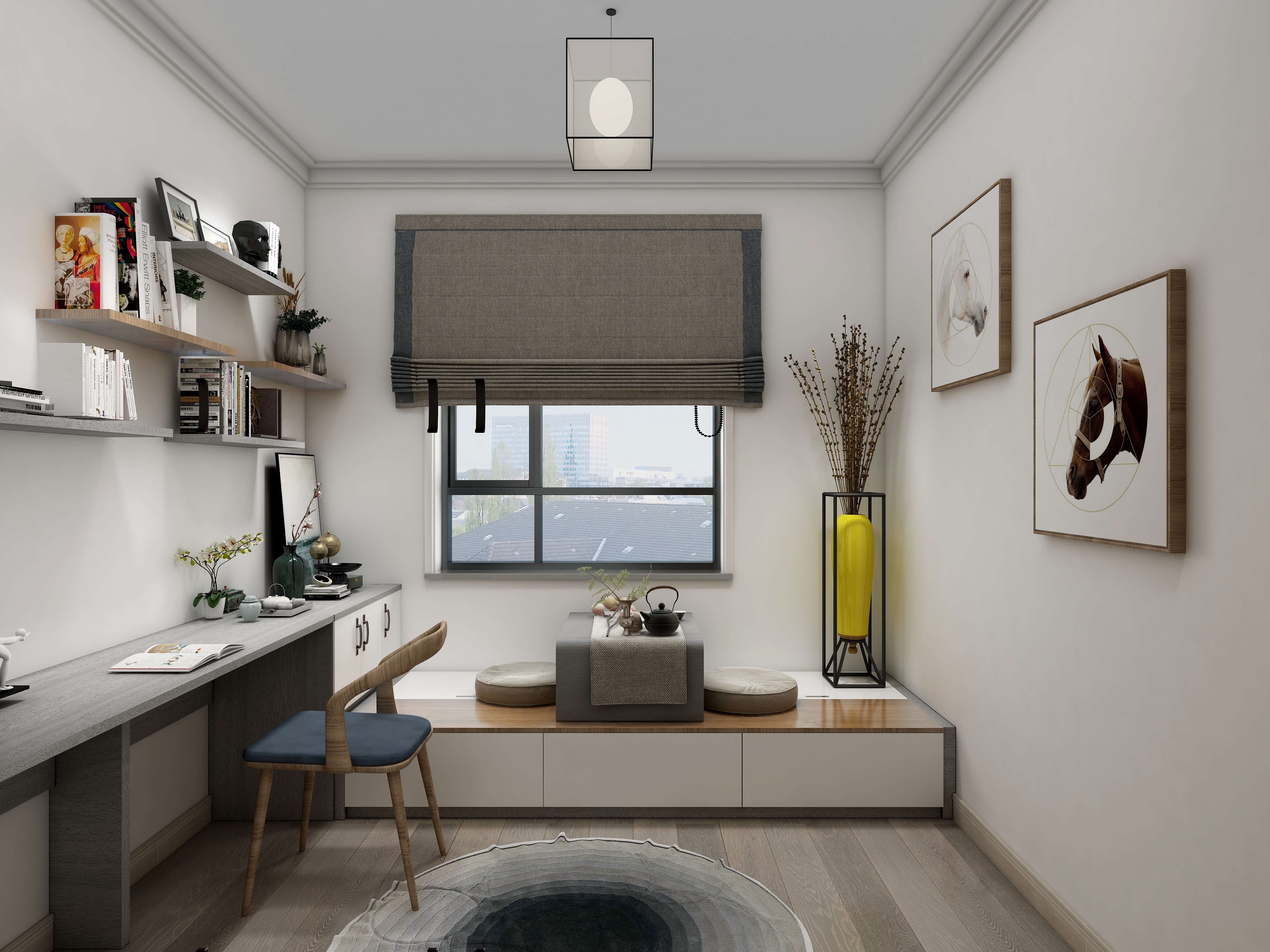 李振洋-现代轻中式-原木色的碰撞一层书房装修效果图第2张