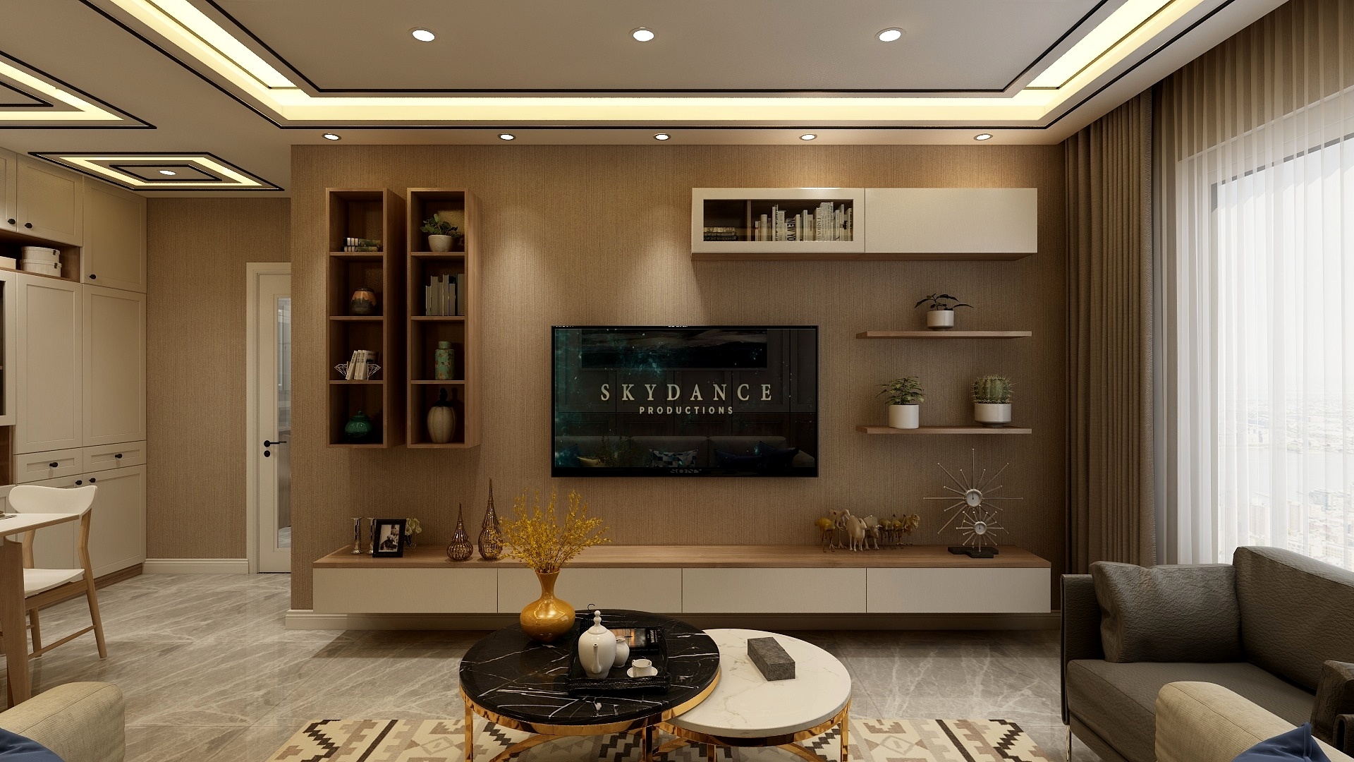 浅灰设计-65方现代一居装修效果图