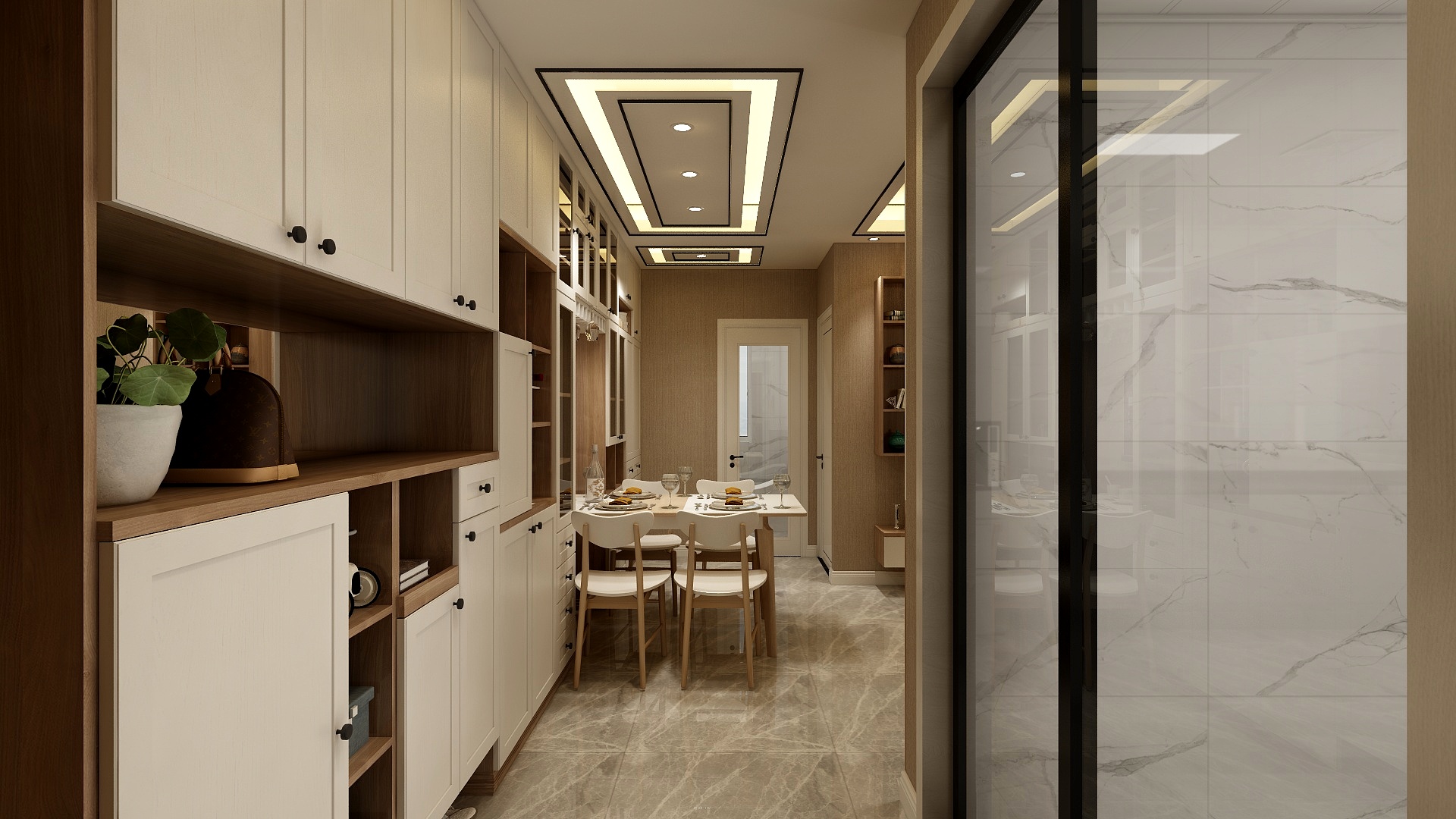 浅灰设计-65方现代一居一层客餐厅装修效果图第3张