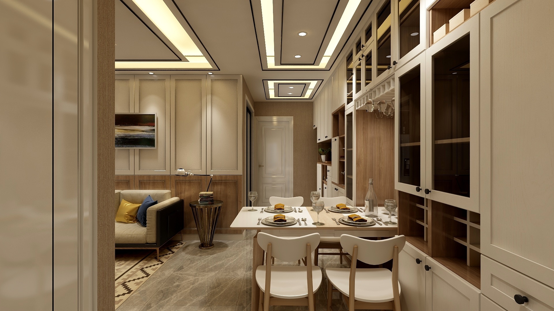 浅灰设计-65方现代一居一层客餐厅装修效果图第1张