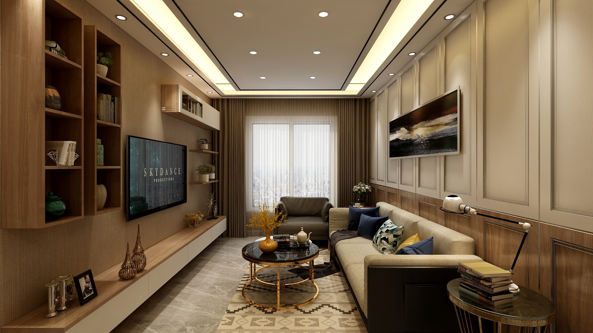 浅灰设计-65方现代一居一层客餐厅装修效果图第2张