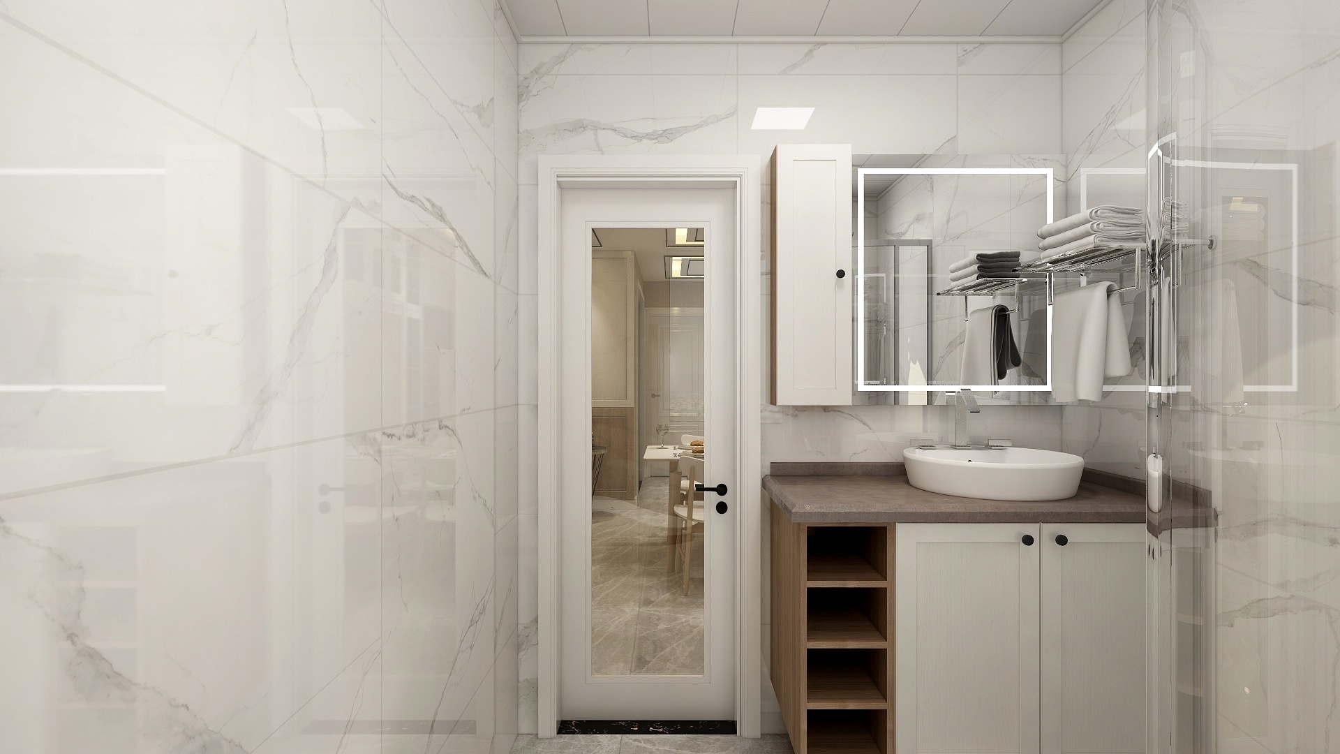 浅灰设计-65方现代一居一层卫生间装修效果图第3张