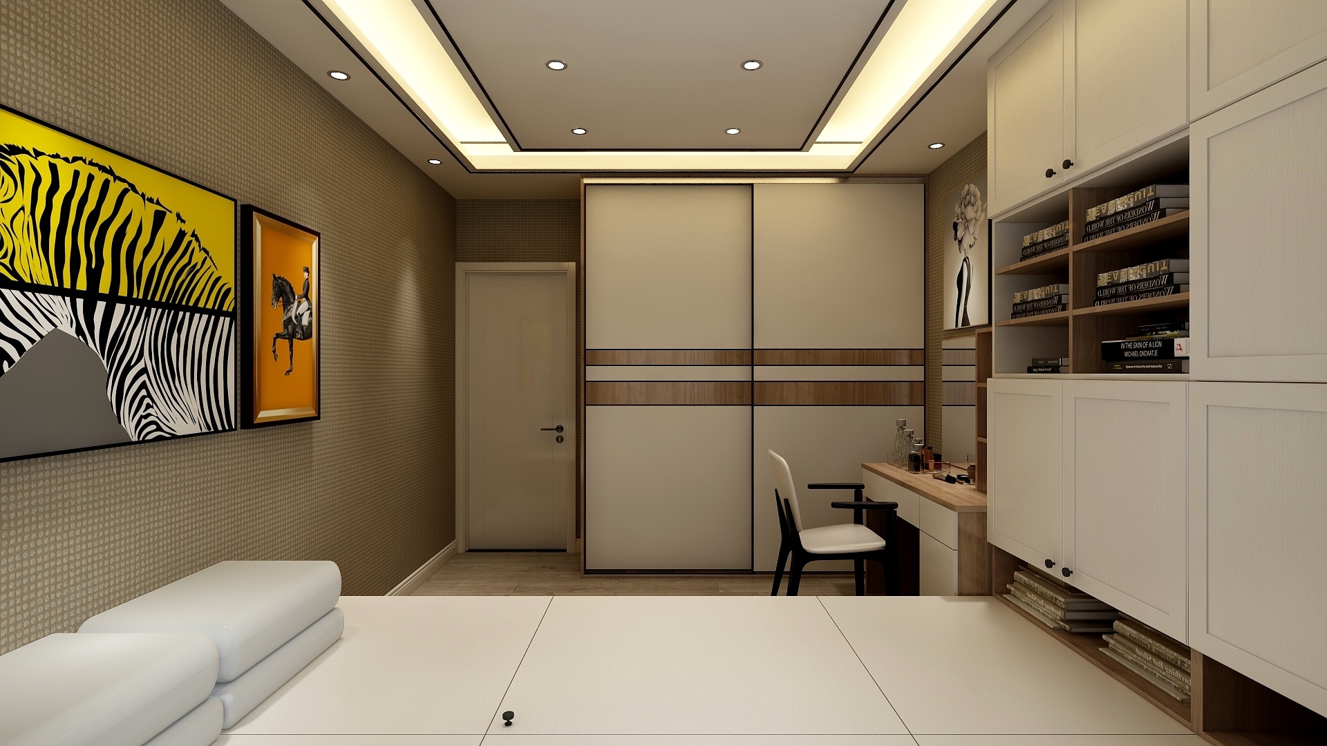 浅灰设计-65方现代一居一层主卧装修效果图第4张