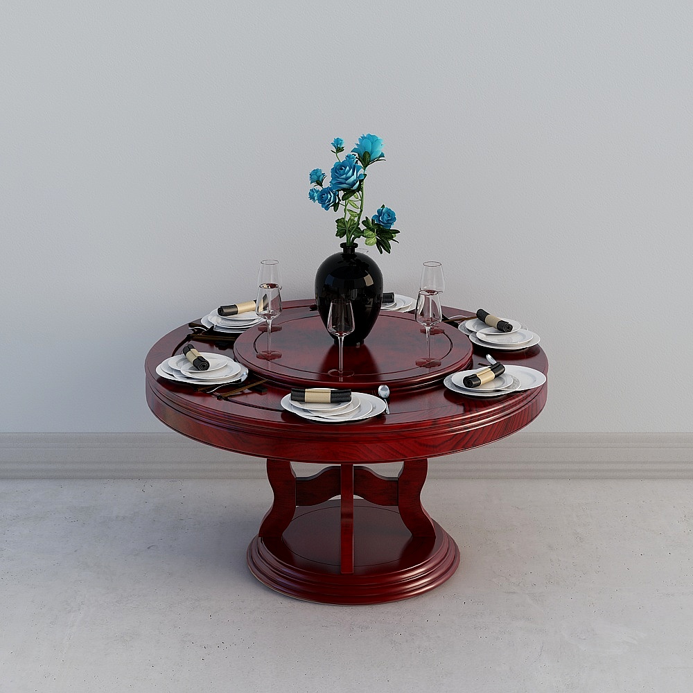餐桌(有餐具)3D模型
