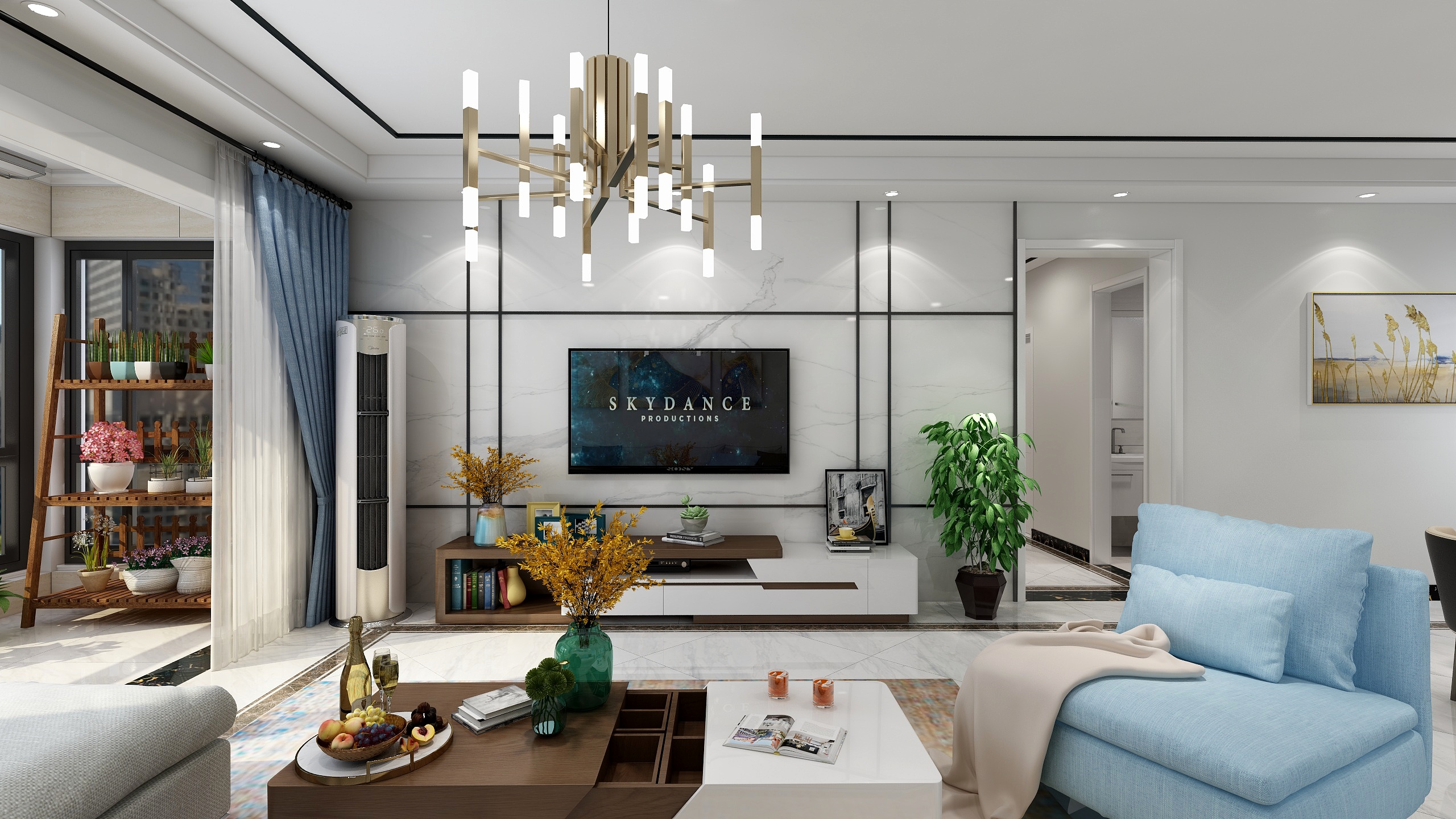 张明-143方现代三居装修效果图