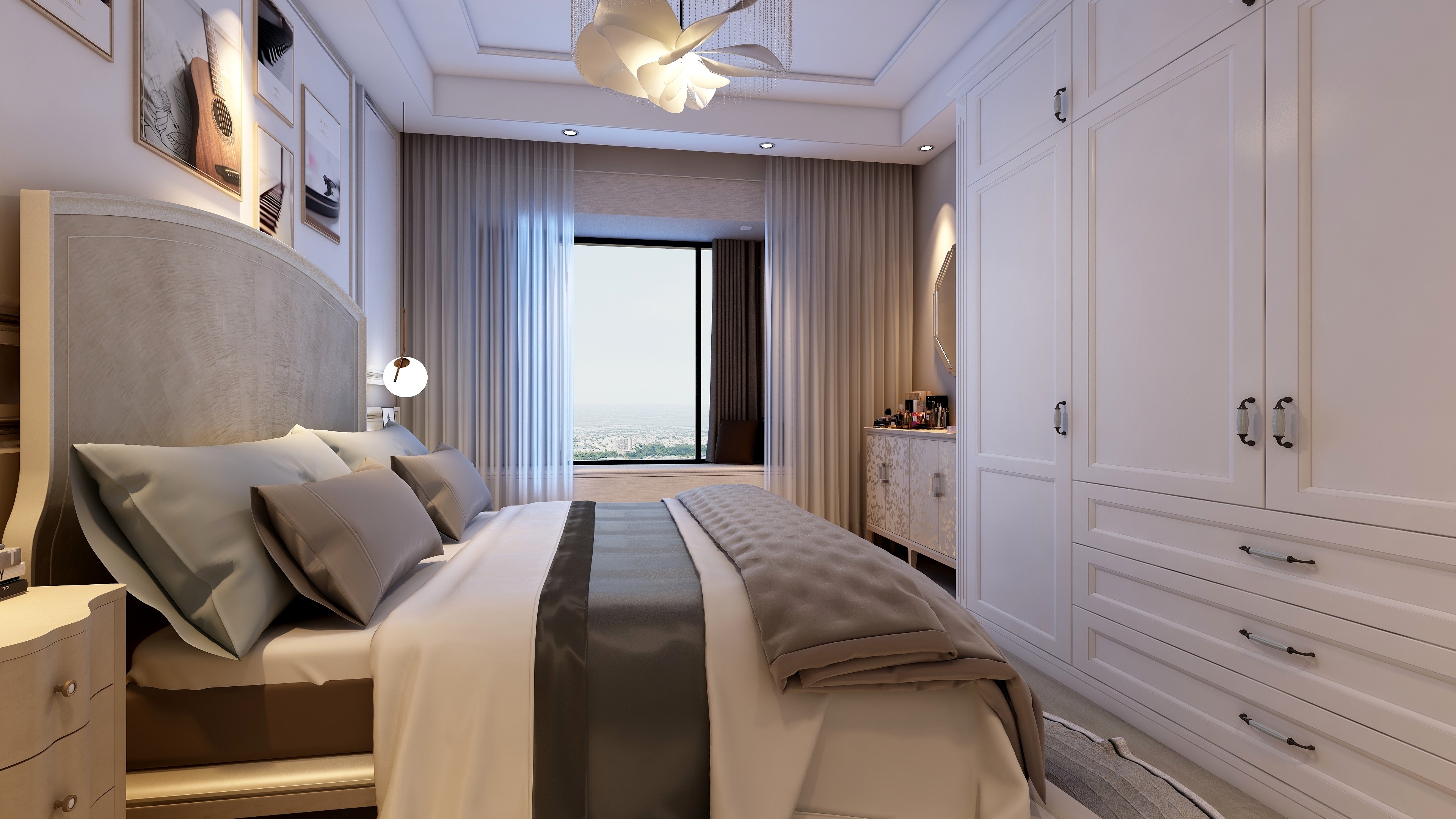 刘刚-轻奢美式一层主卧装修效果图第2张