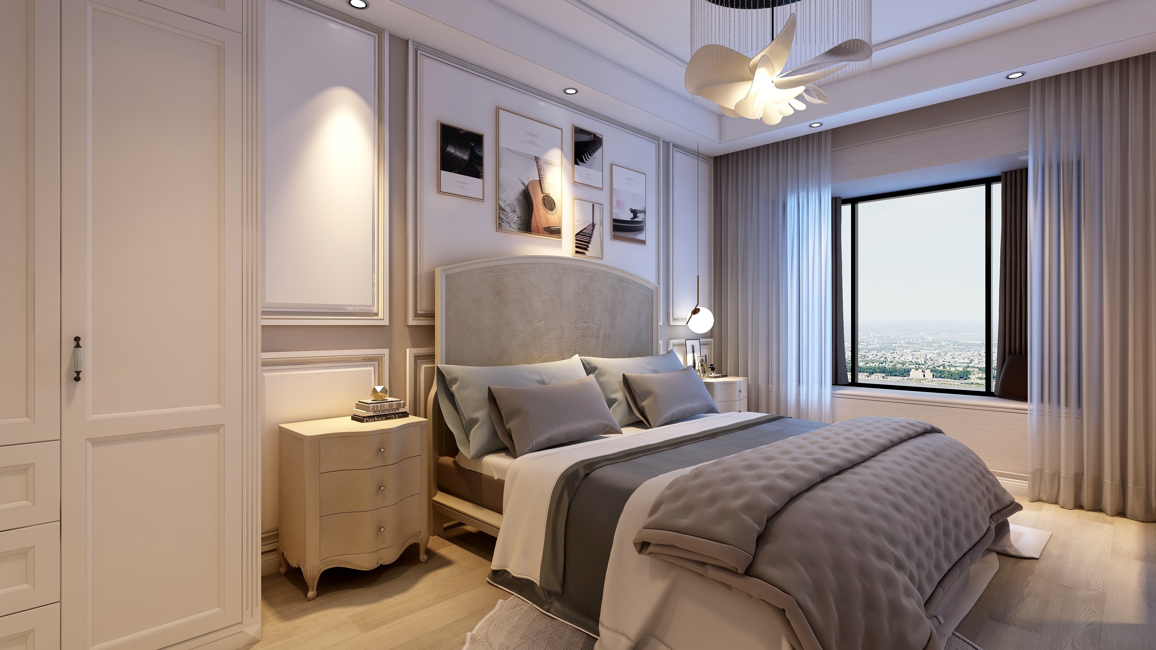 刘刚-轻奢美式一层主卧装修效果图第3张