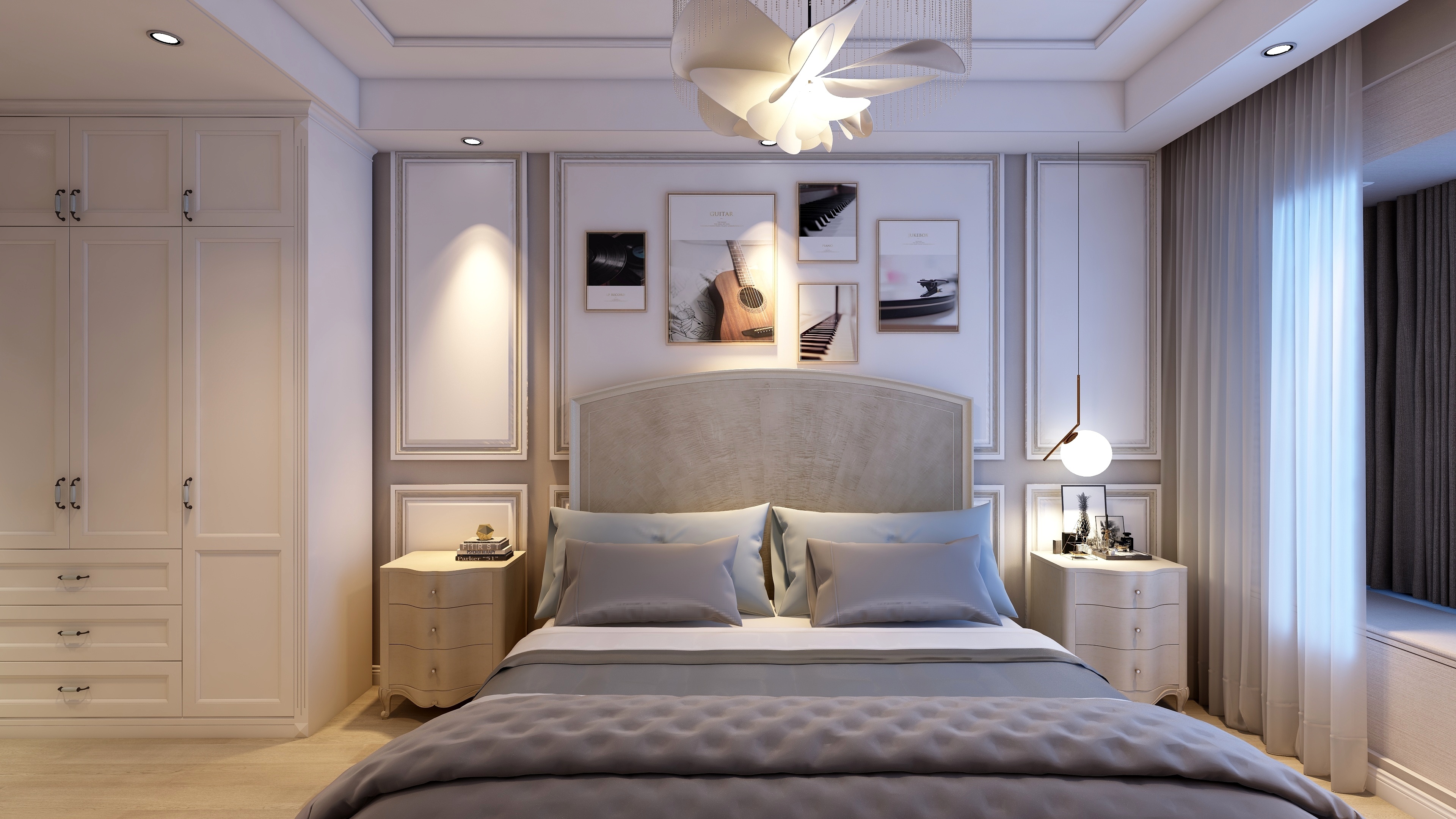 刘刚-轻奢美式一层主卧装修效果图第4张