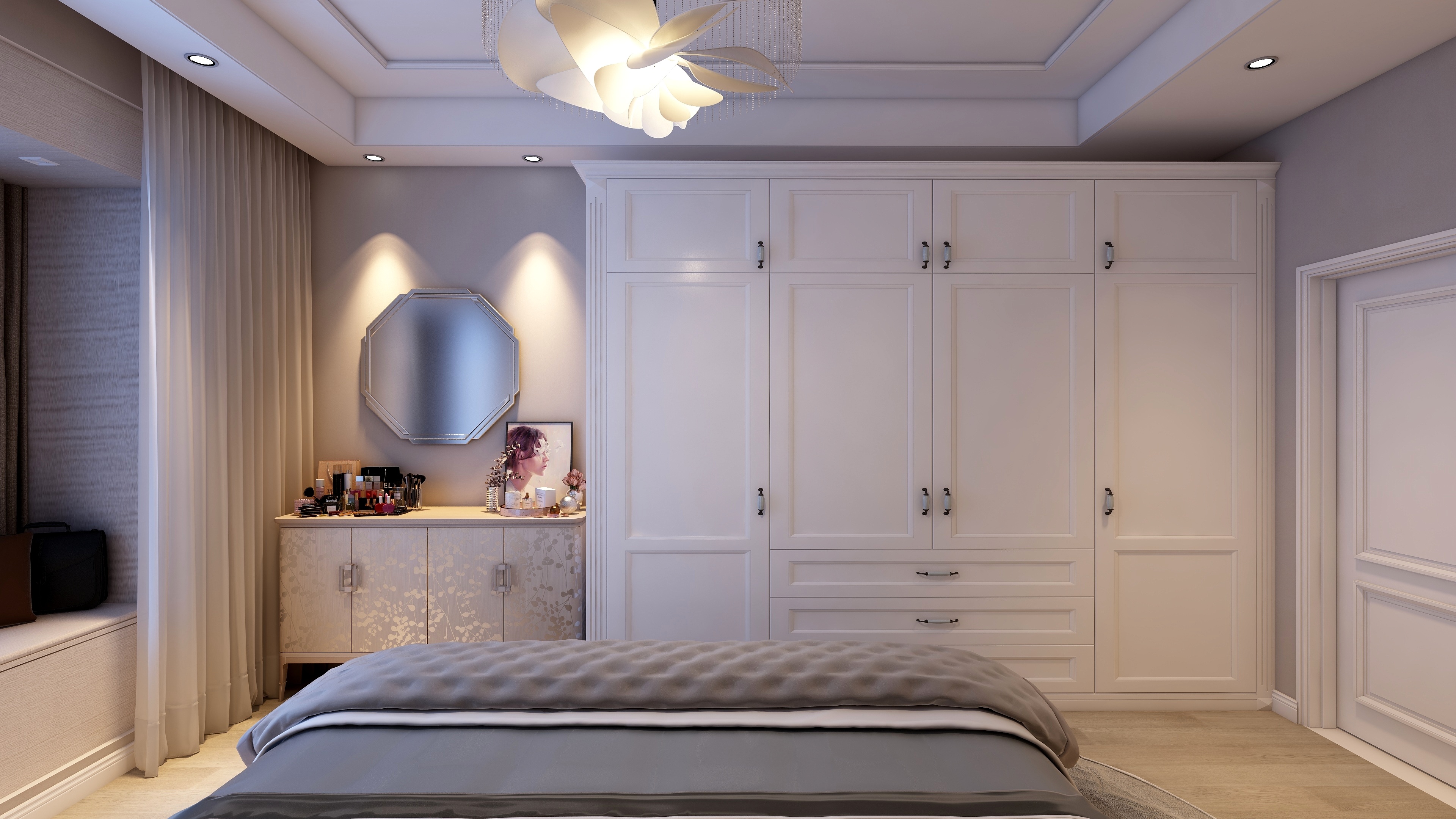 刘刚-轻奢美式一层主卧装修效果图第1张