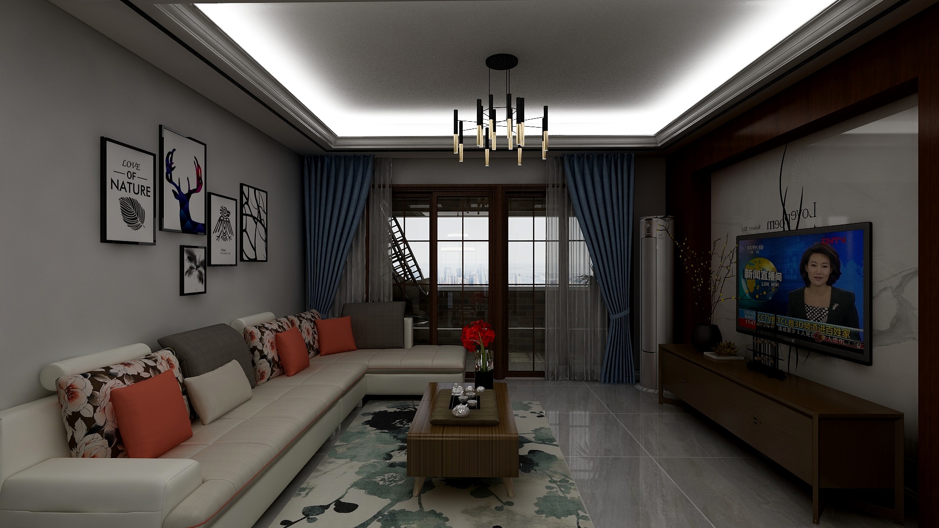 180****1311AxPl-海伦堡・松湖湾　124.00㎡B1户型3室3厅2卫1厨-装修设计方案