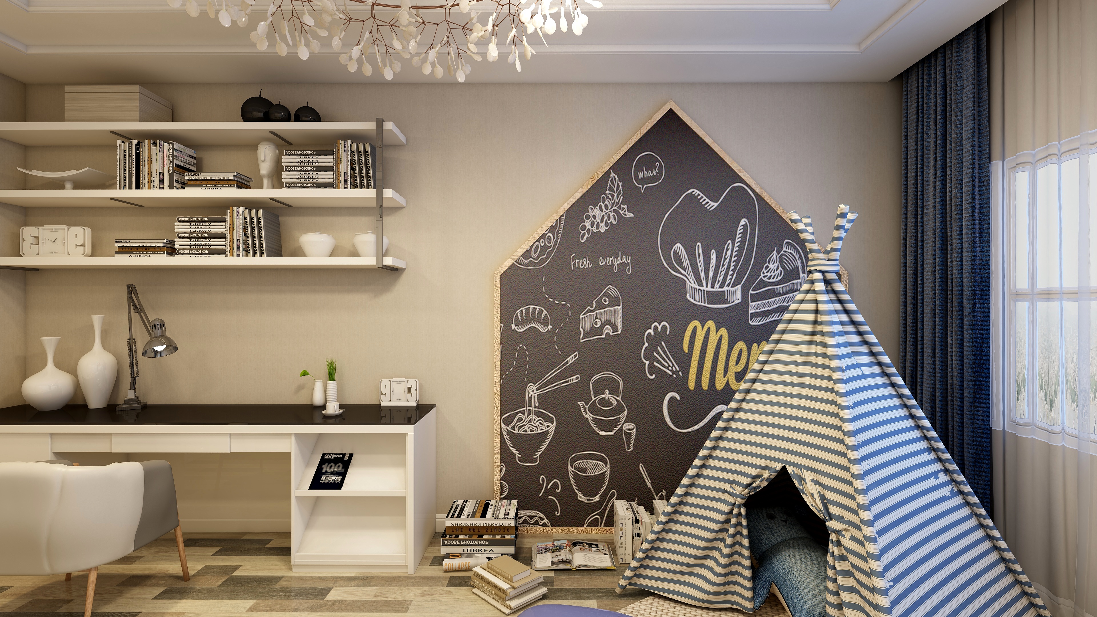 刘刚-轻奢美式二层儿童休闲装修效果图第4张