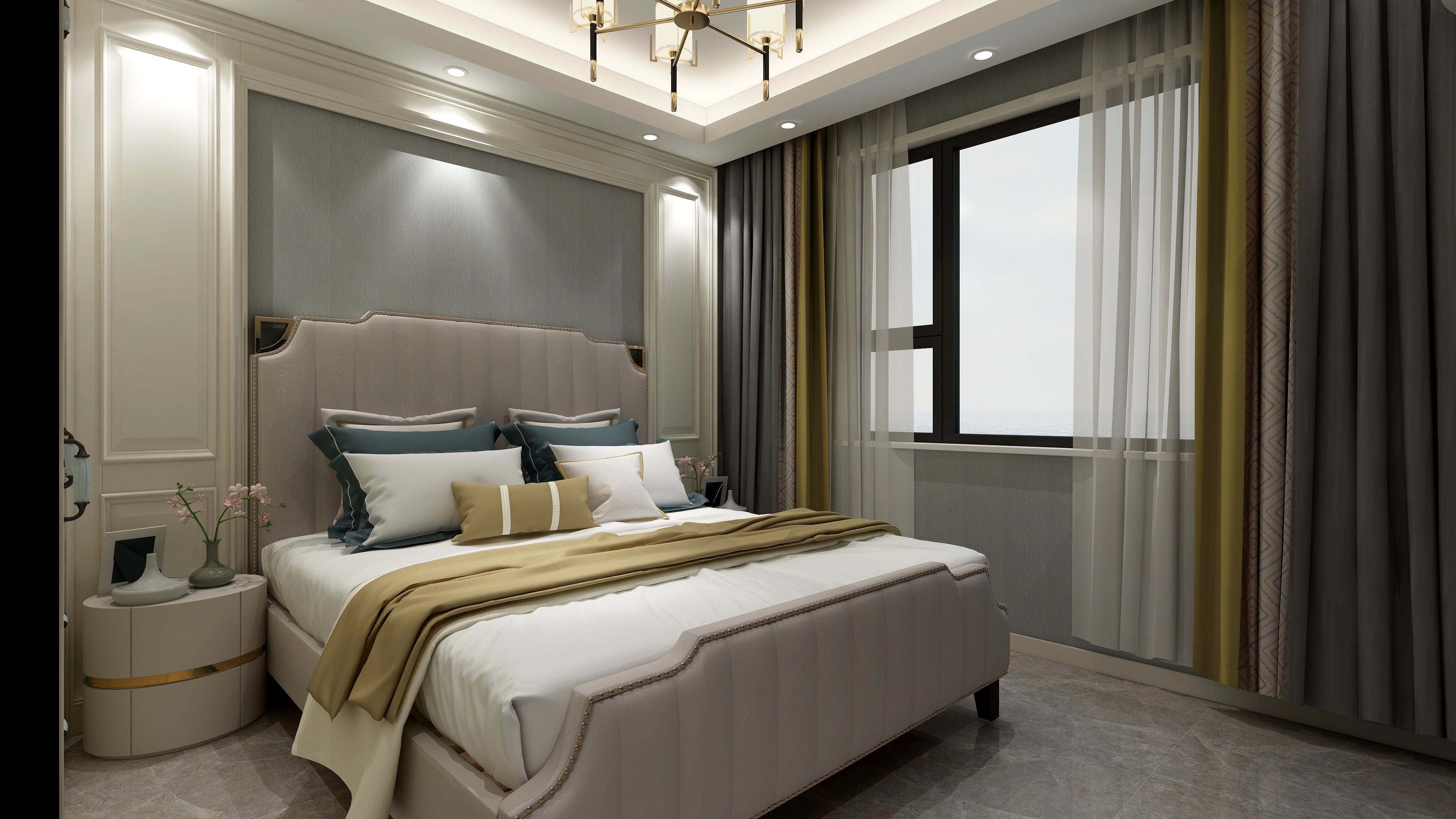 131****7800-135㎡简欧三居一层主卧装修效果图第2张