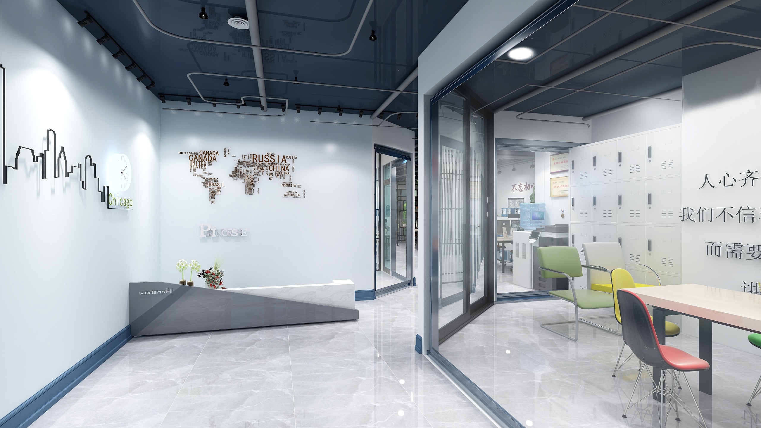 NO尖叫-现代工业风办公室一层办公区域装修效果图第3张