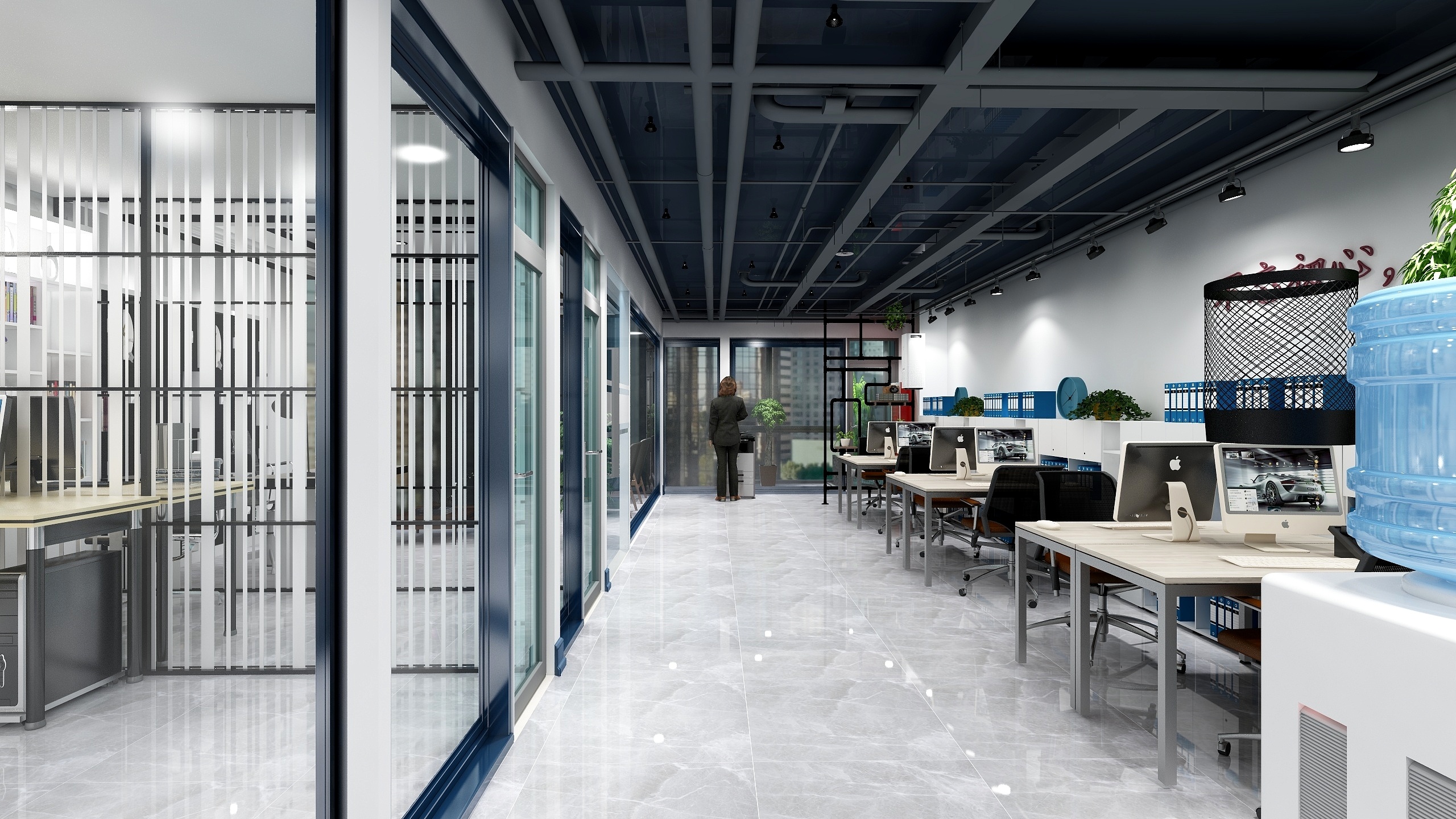 NO尖叫-现代工业风办公室一层办公区域装修效果图第1张