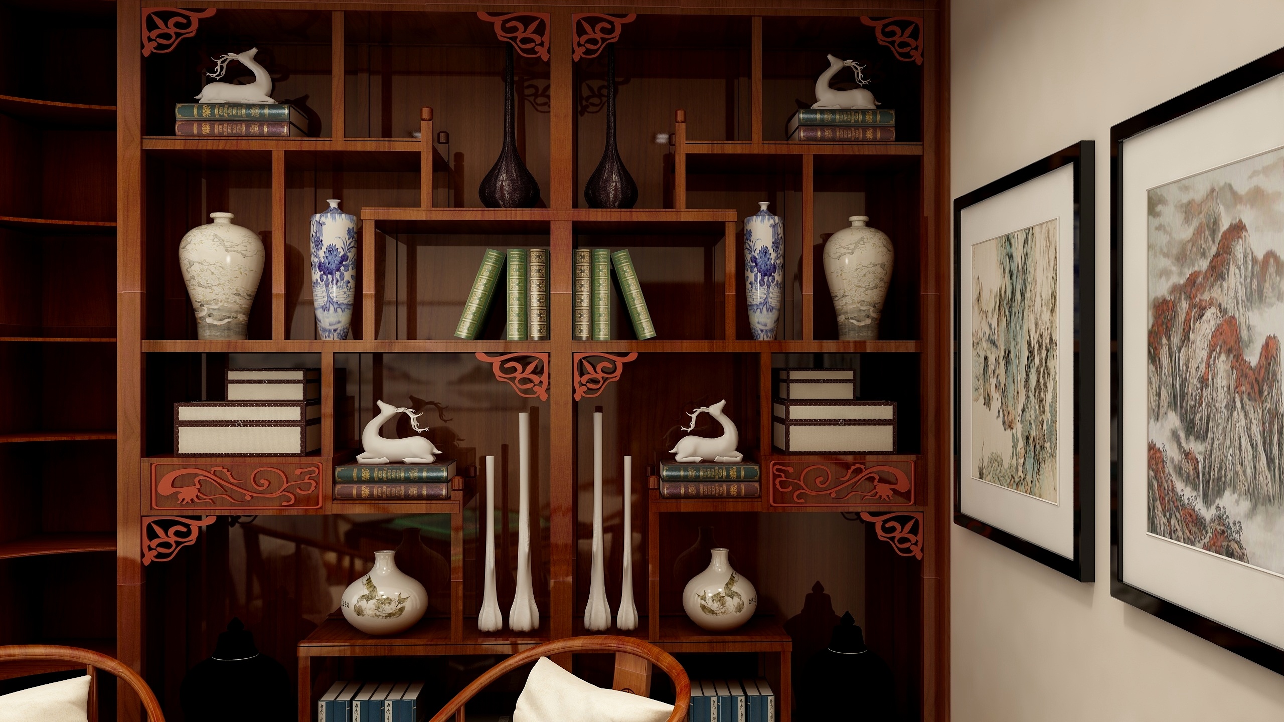 A9室内外设计唐-106方新中式三居装修效果图