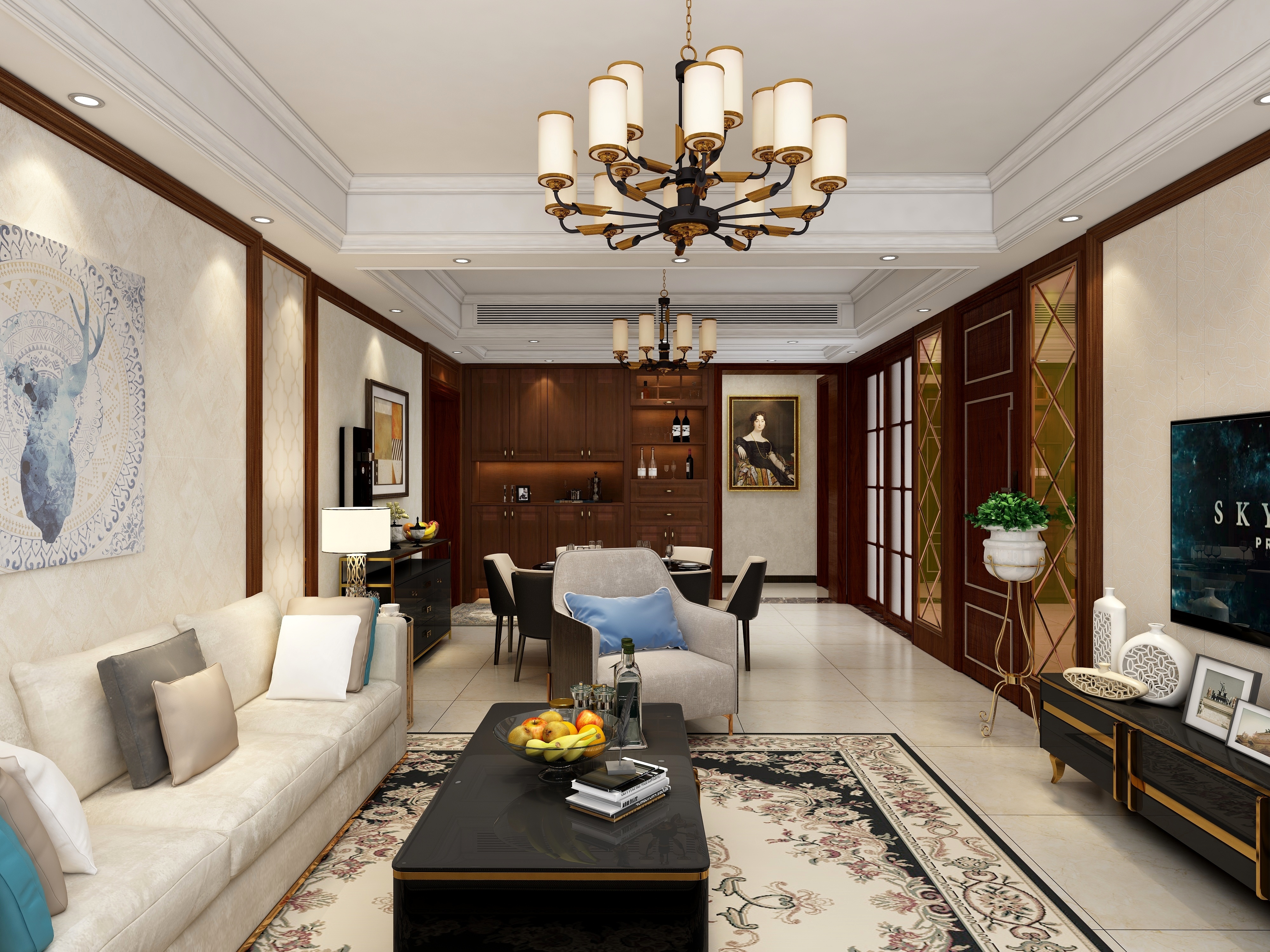 恩施伊恋-李山-美式-九尊上苑-效果图-装修设计方案