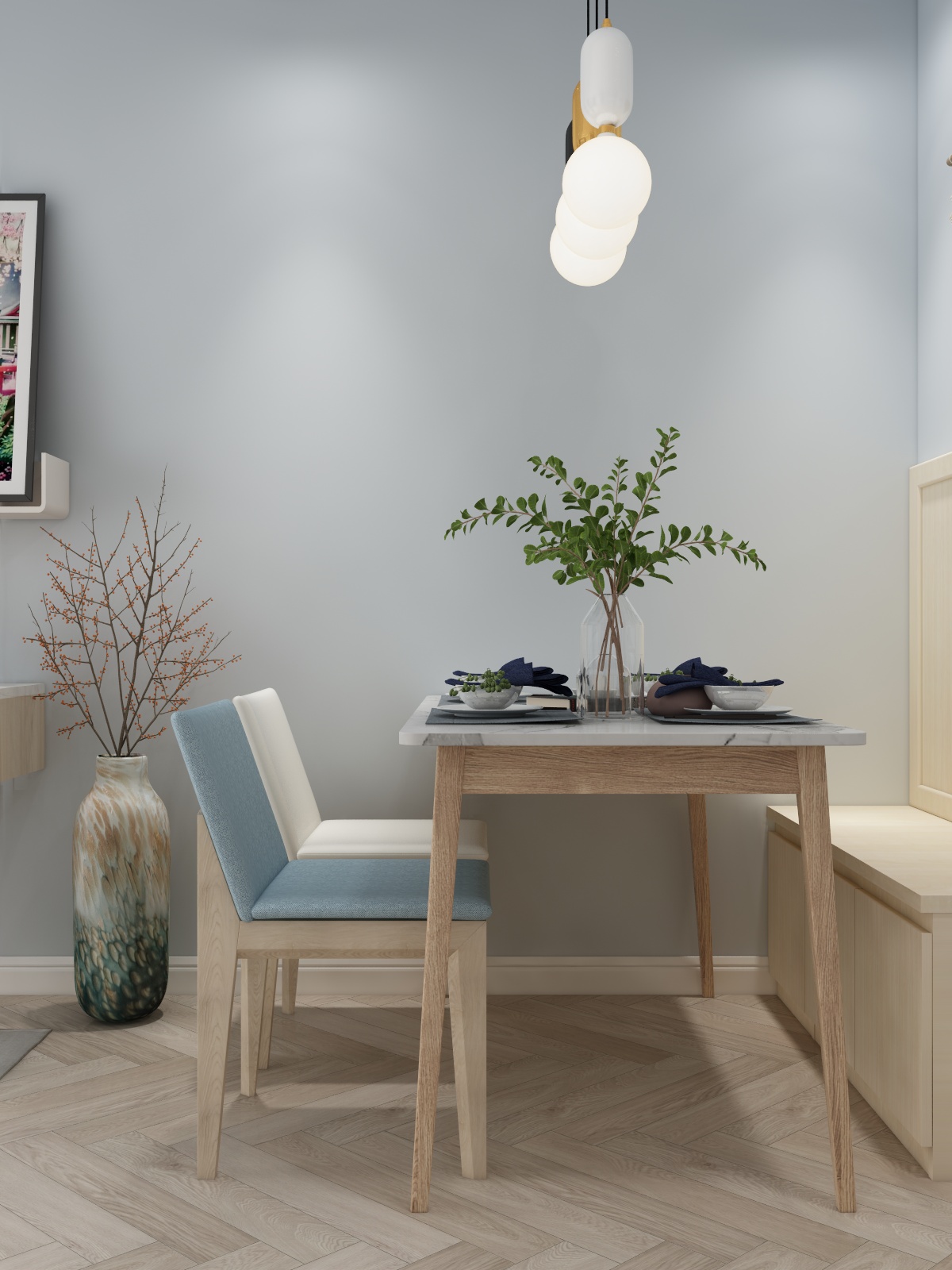 林涵勉-83㎡北欧两居一层客餐厅装修效果图第1张