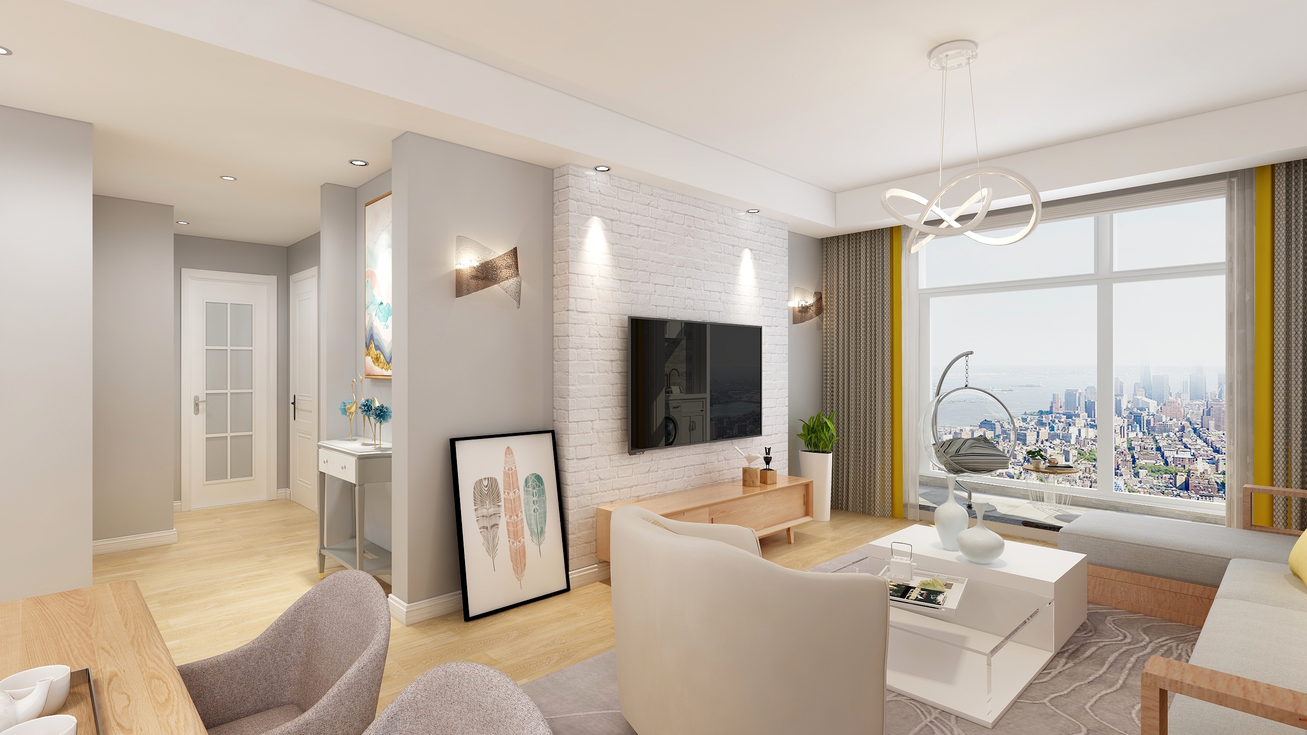 北部效果图表现-航宇幸福家园三室两厅现代-装修设计方案