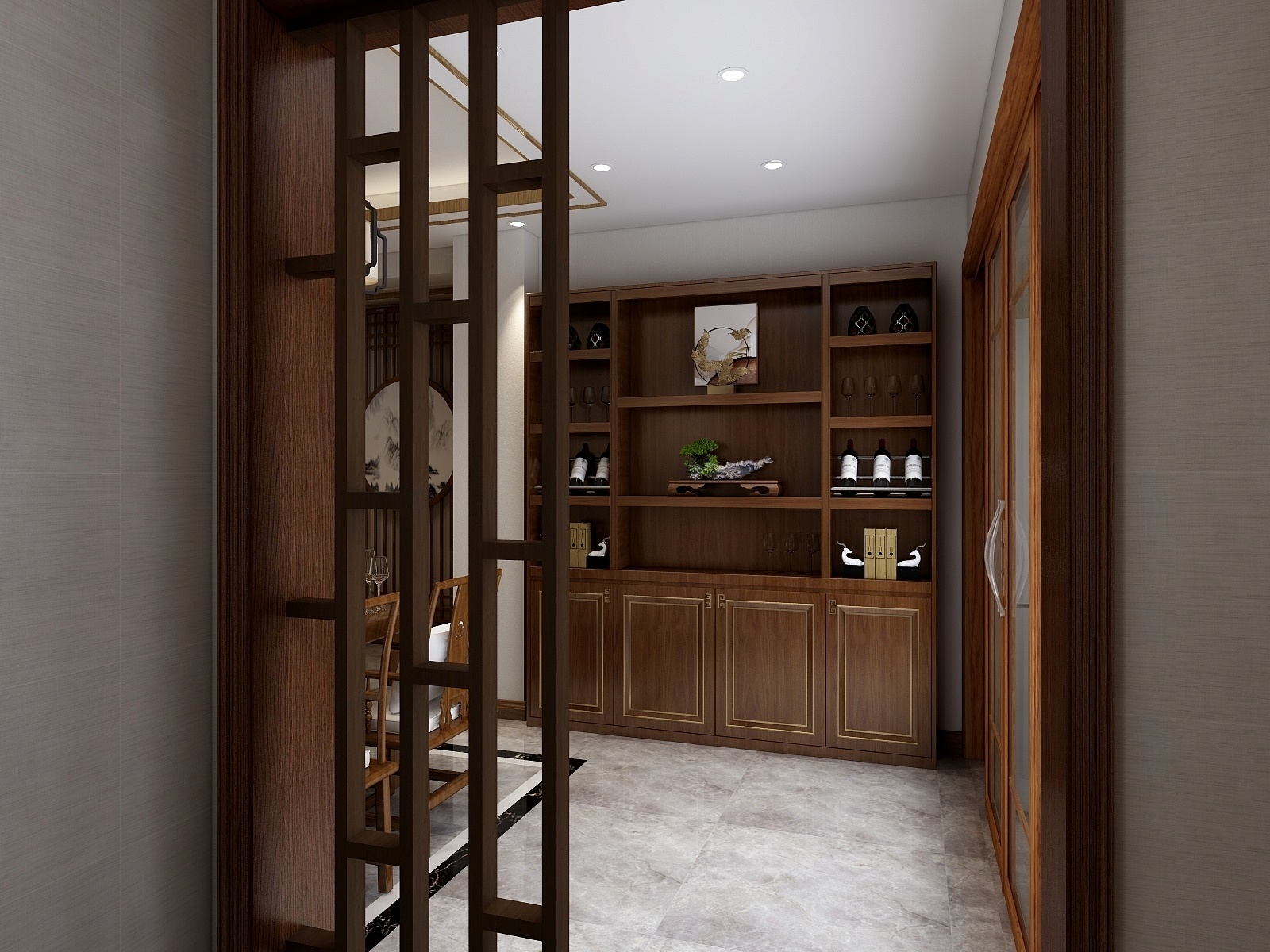 柴娜-116方新中式三居一层卫生间装修效果图第1张