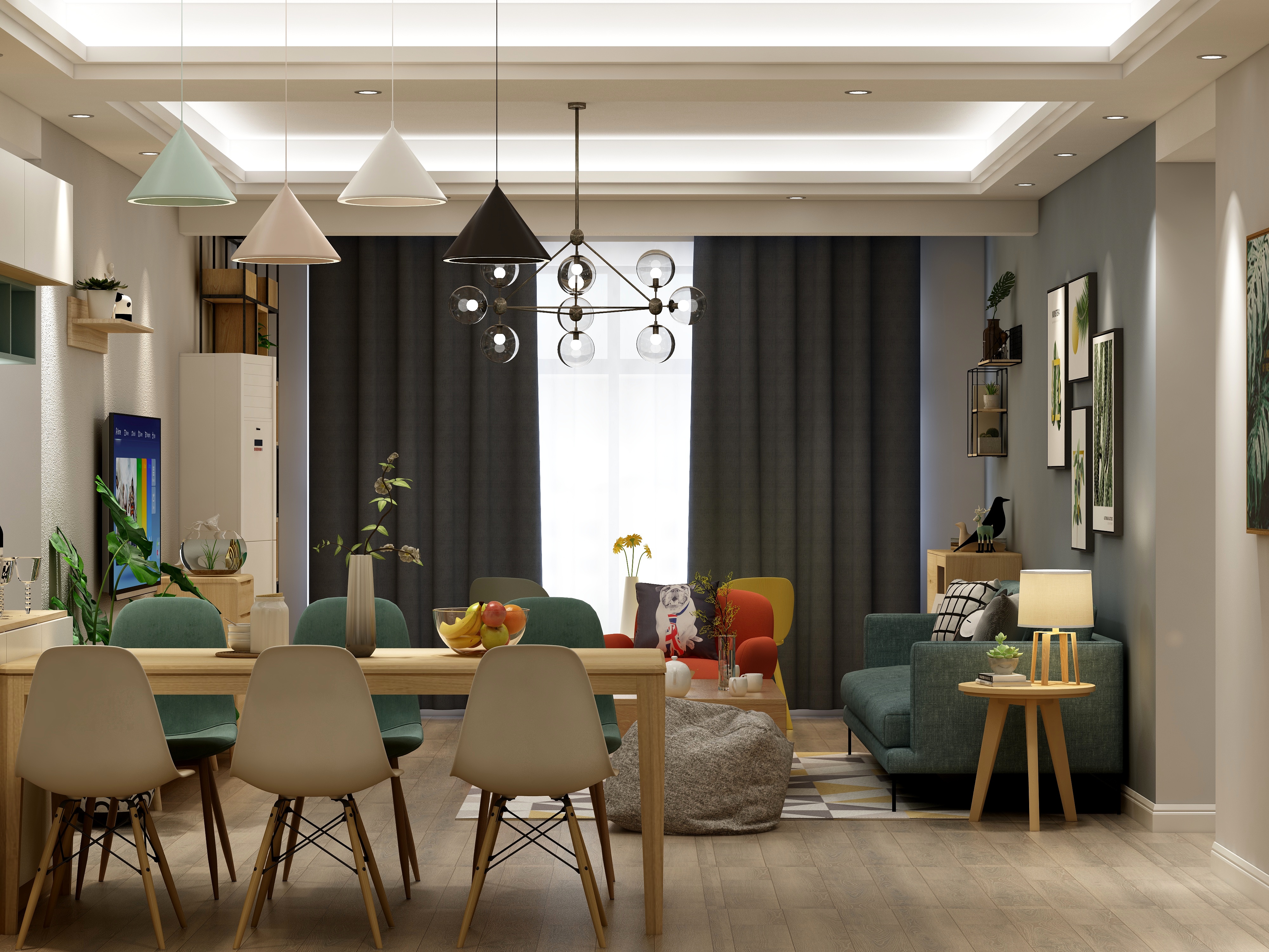 子粲设计-140方北欧三居装修效果图