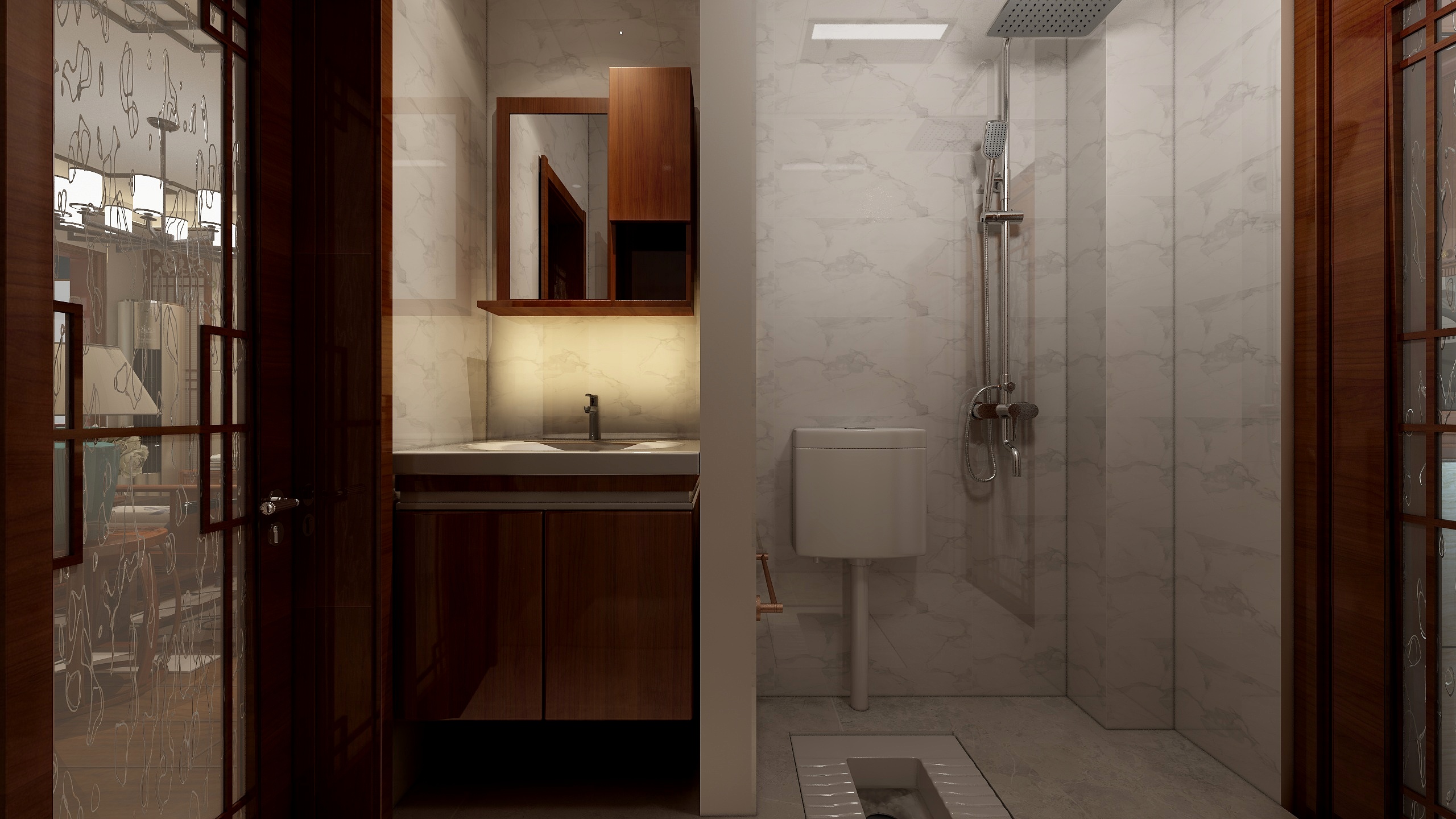 A9室内外设计唐-106方新中式三居装修效果图