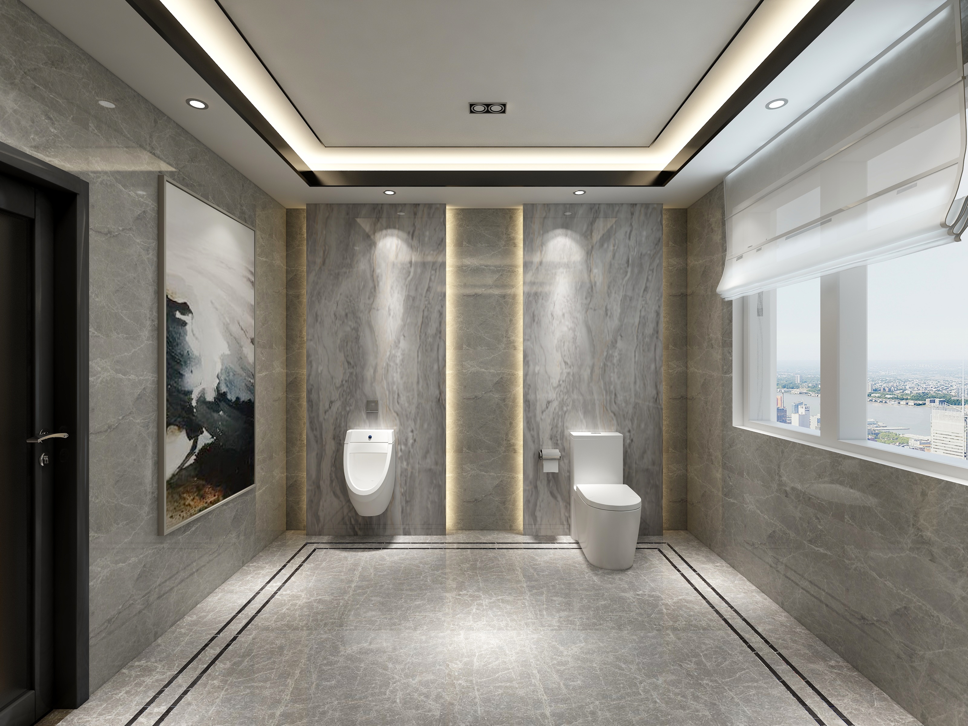 李青越-107㎡新中式别墅地下第一层卫生间装修效果图第2张