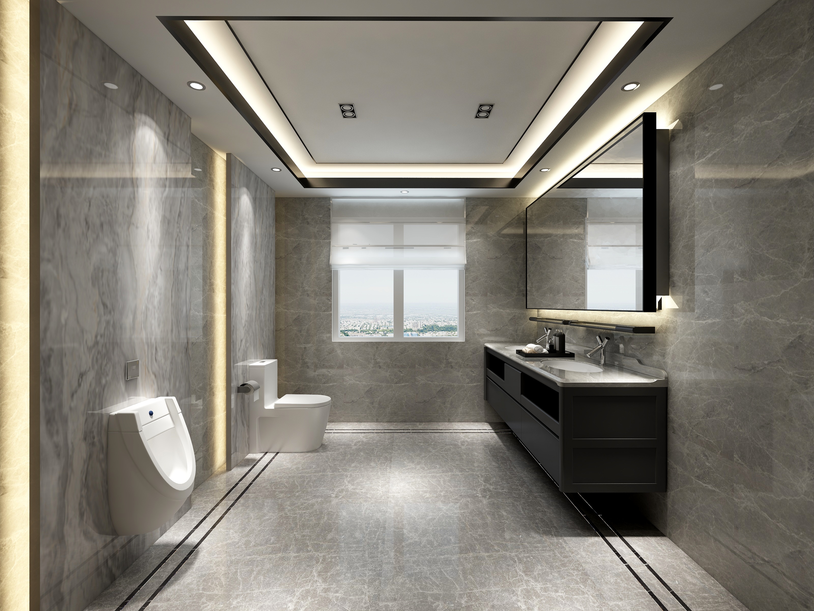 李青越-107㎡新中式别墅地下第一层卫生间装修效果图第1张