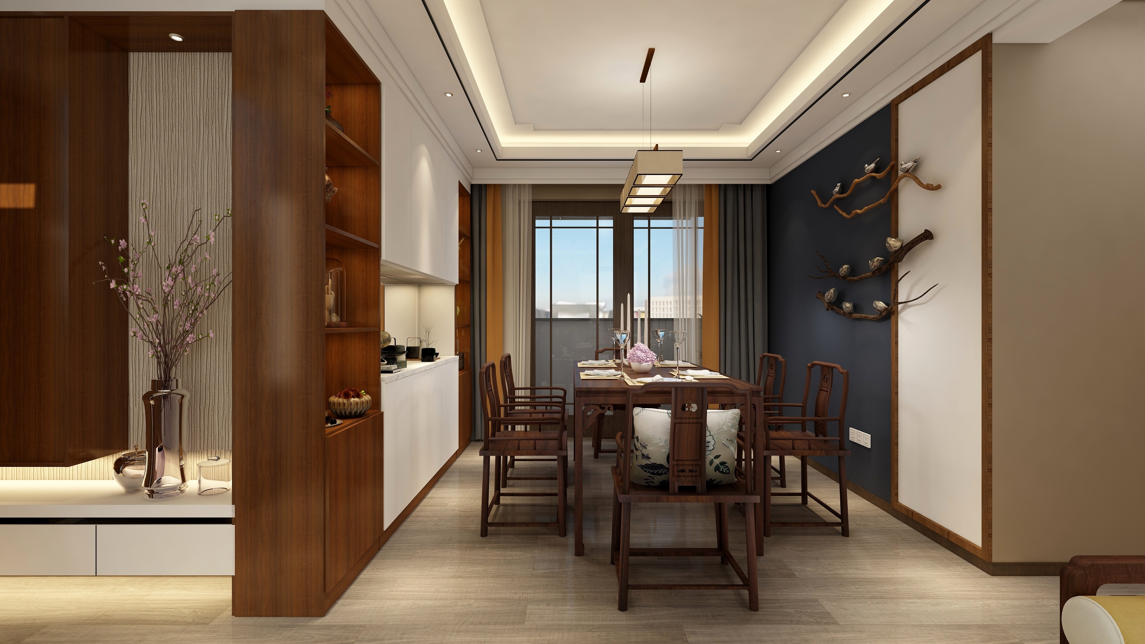 设计-效果图-【鸾】一层客餐厅装修效果图第3张