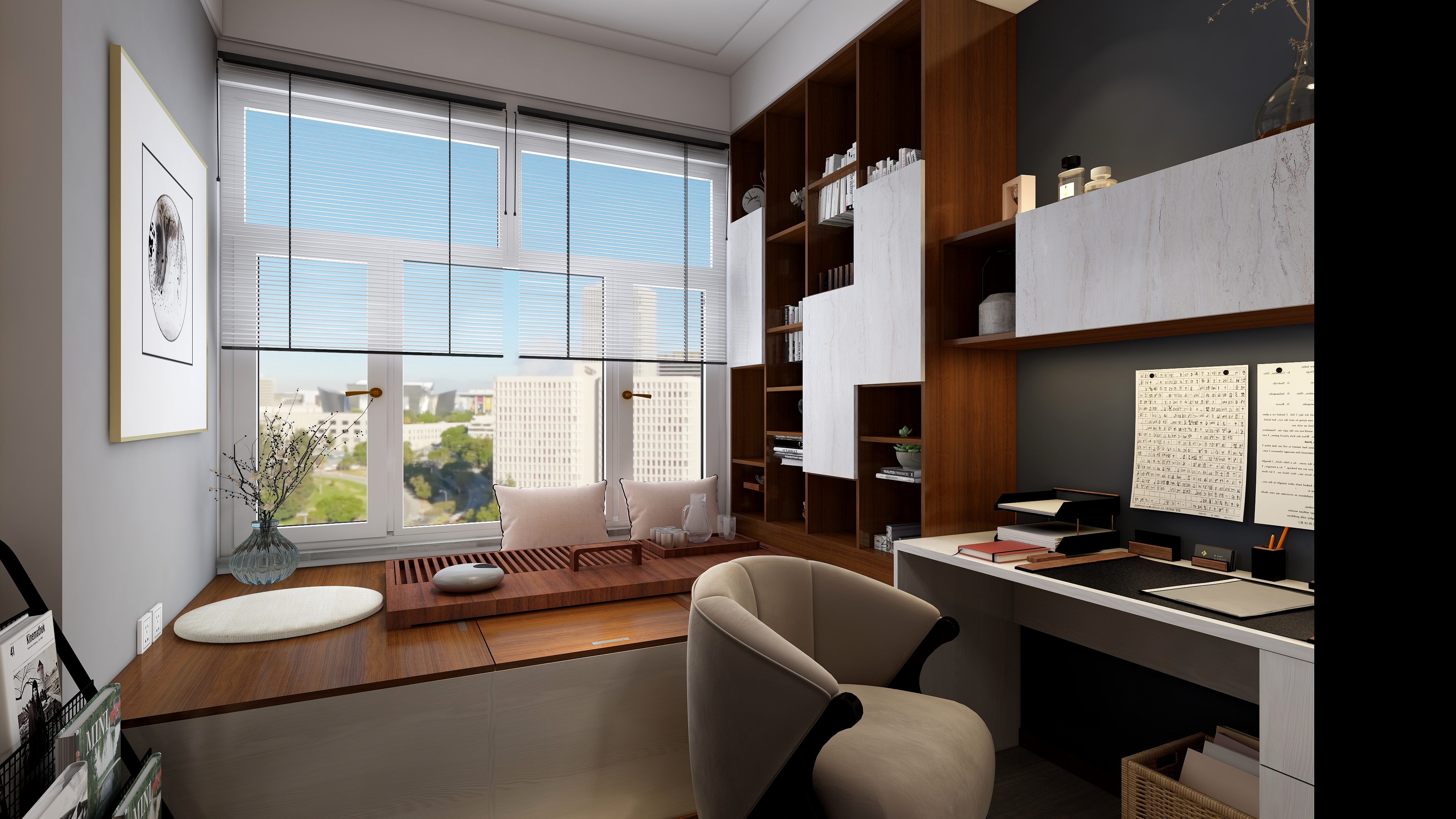 设计-效果图-【鸾】一层榻榻米（学习）装修效果图第1张