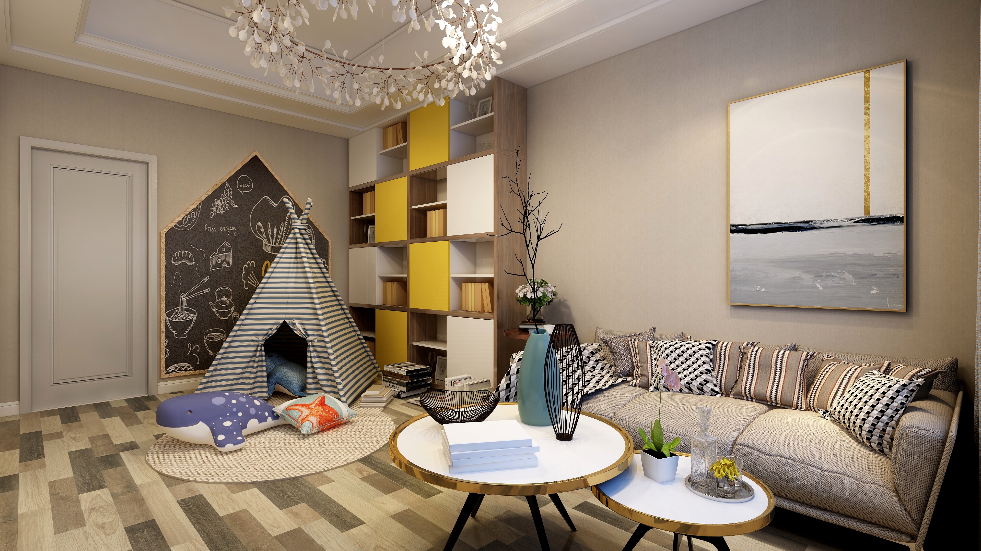 刘刚-轻奢美式二层儿童休闲装修效果图第1张